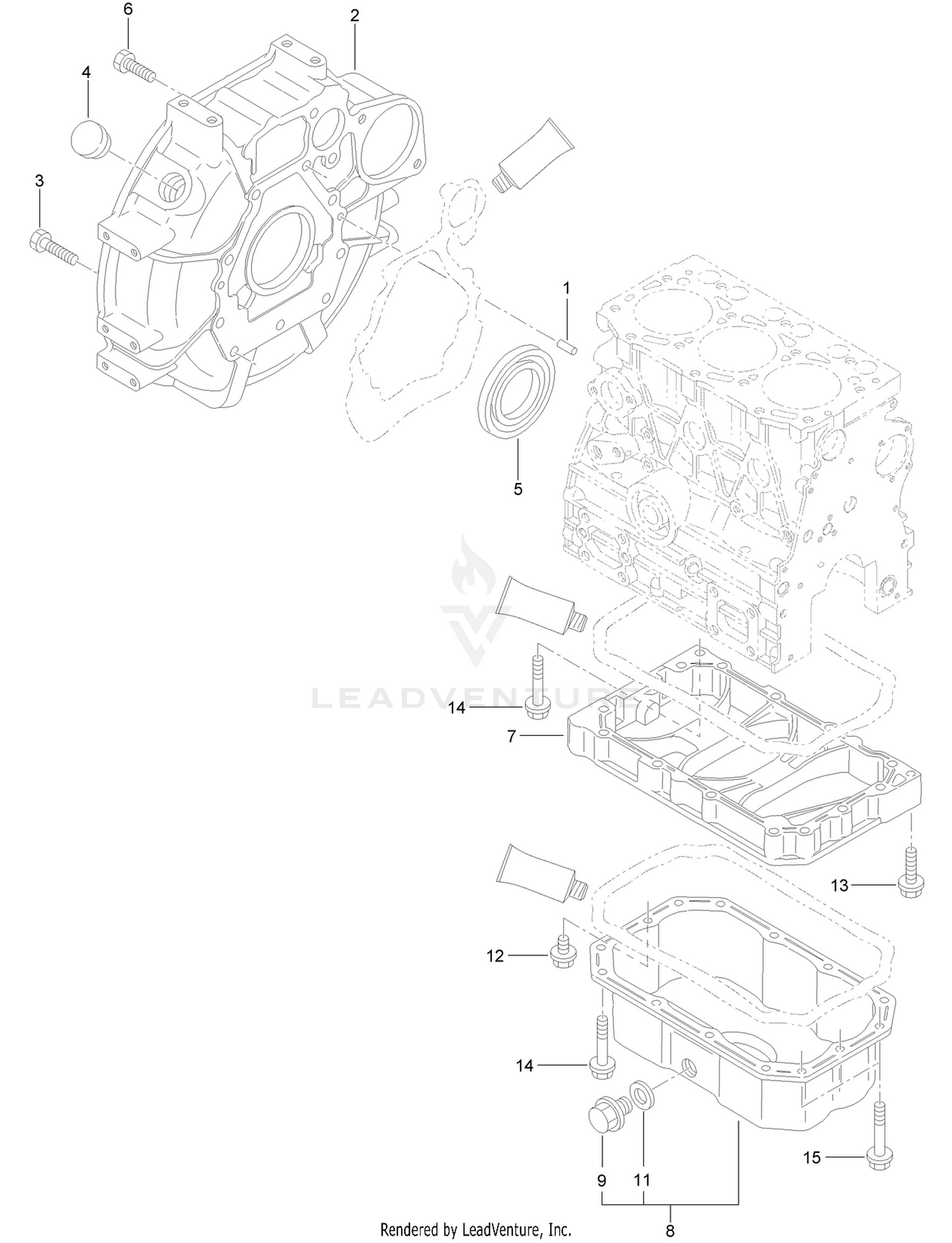 Flywheel Housing and Oil Sump Assembly