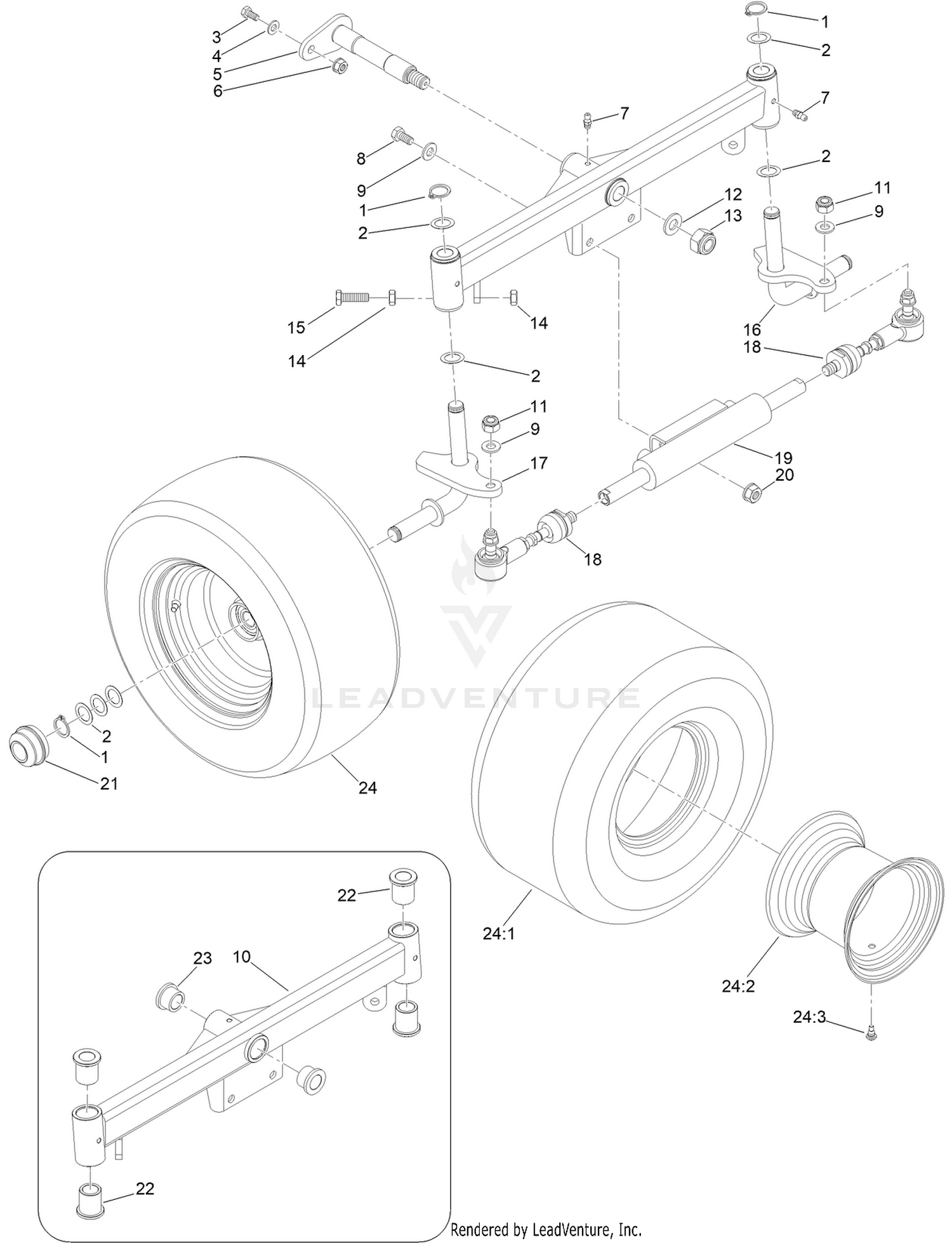 Axle and Steering Rear Assembly