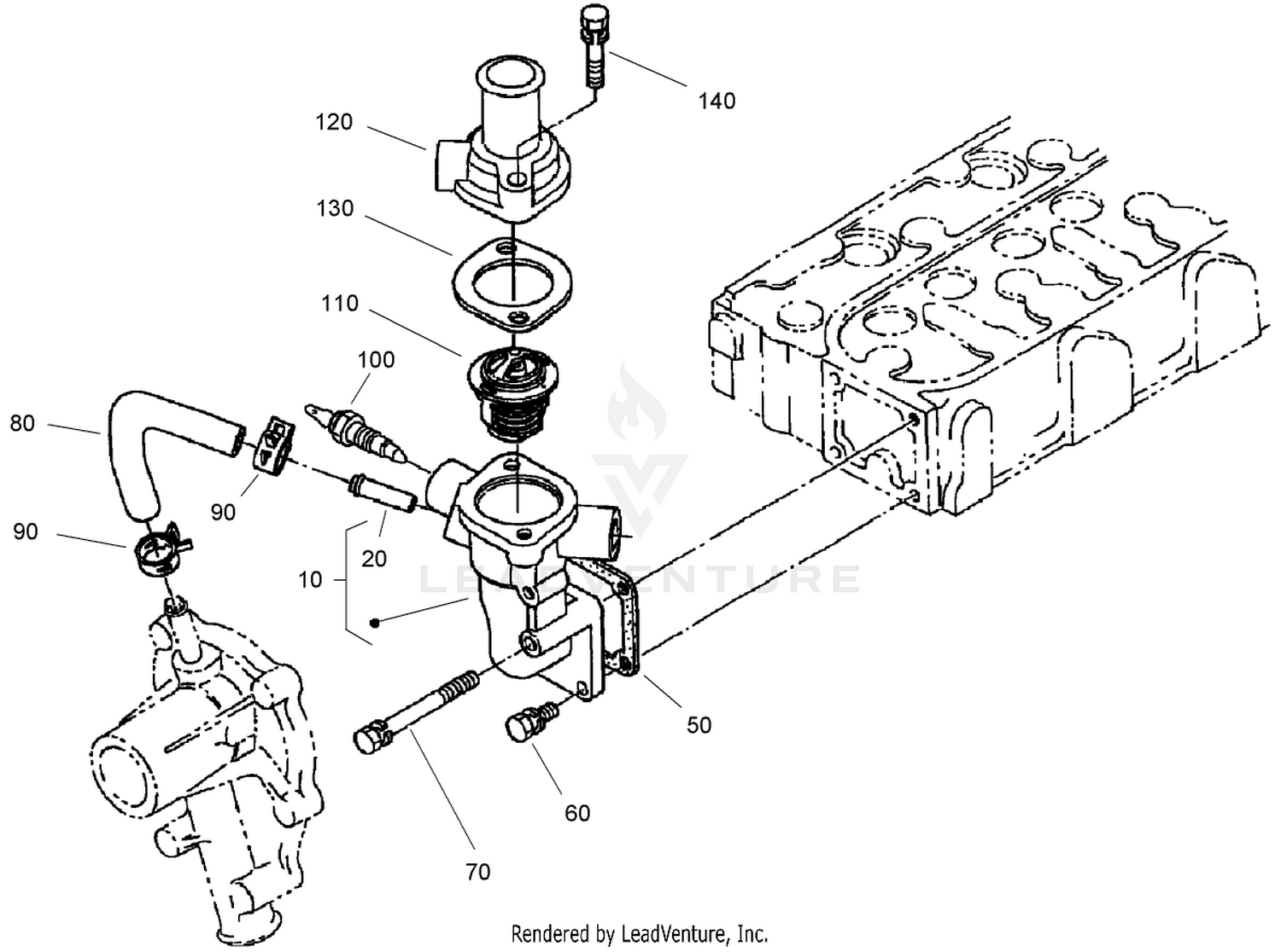 Water Flange and Thermostat Assembly