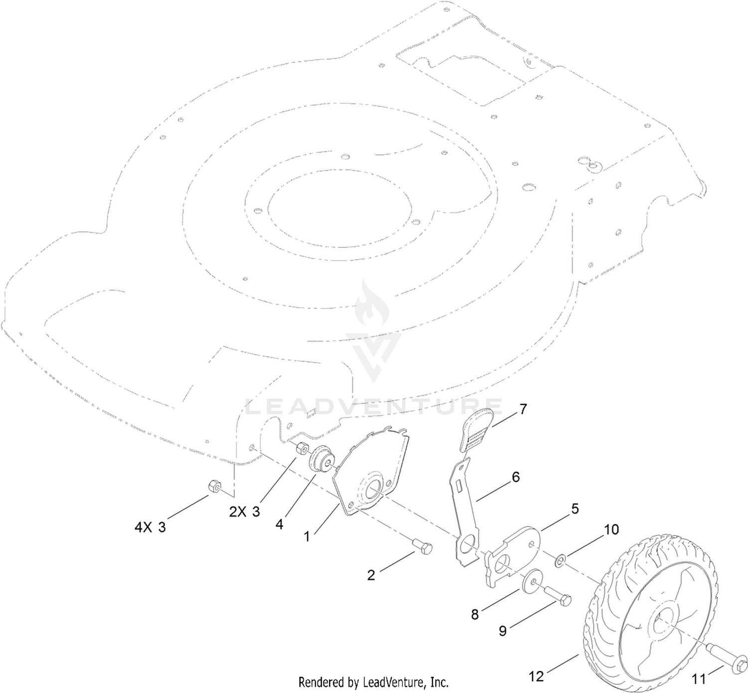 Front Wheel and Height-of-Cut Assembly