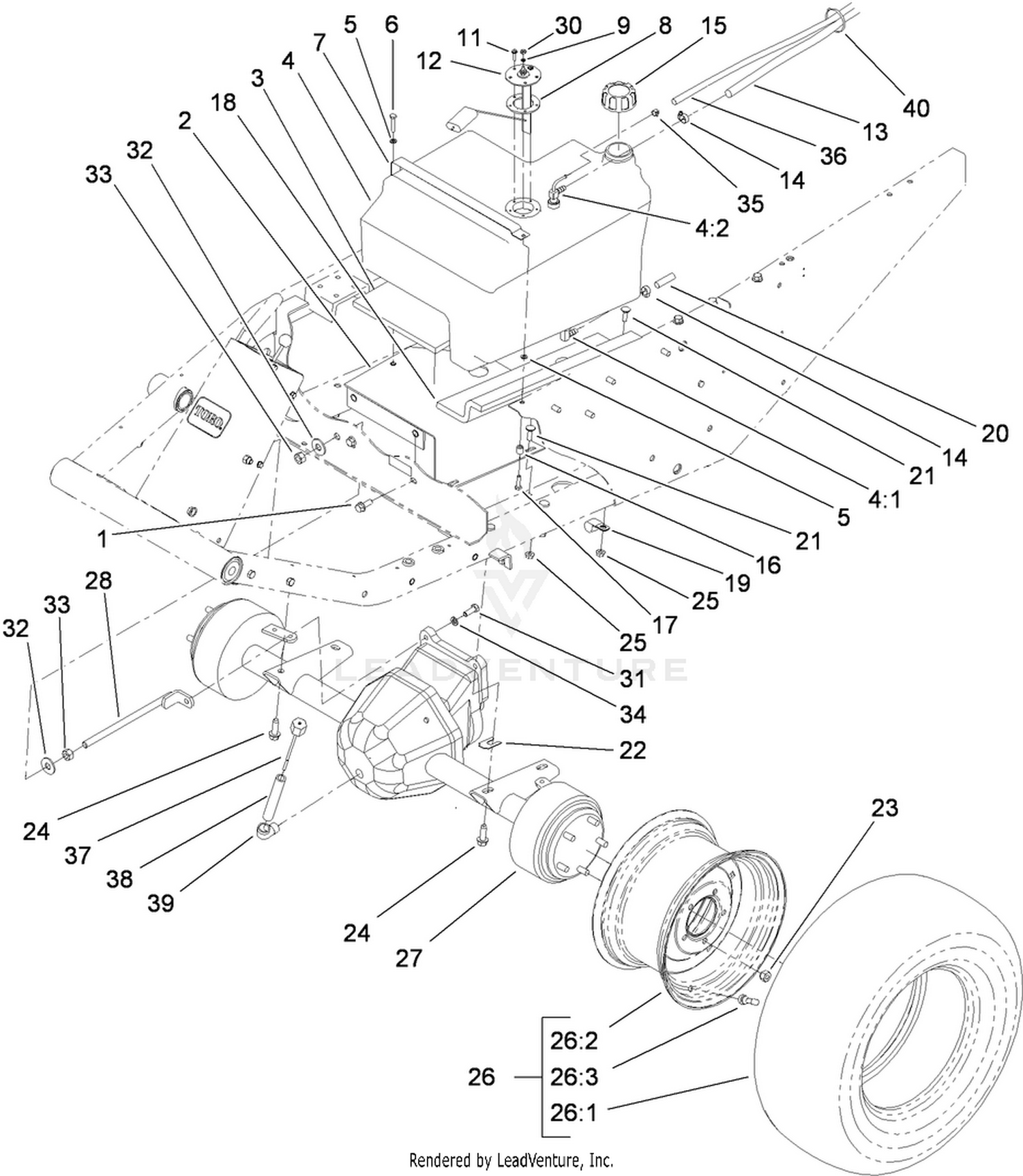 Fuel Tank and Front Axle Assembly