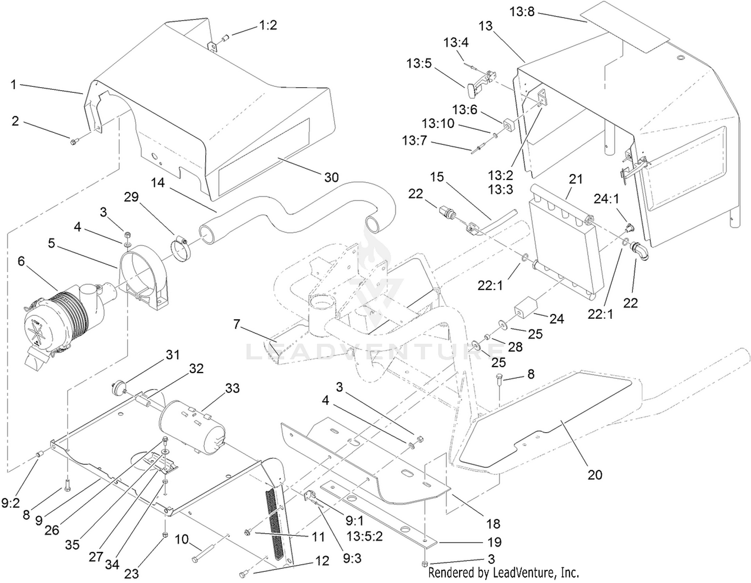 Shroud, Relay, Air Cleaner and Oil Cooler Assembly