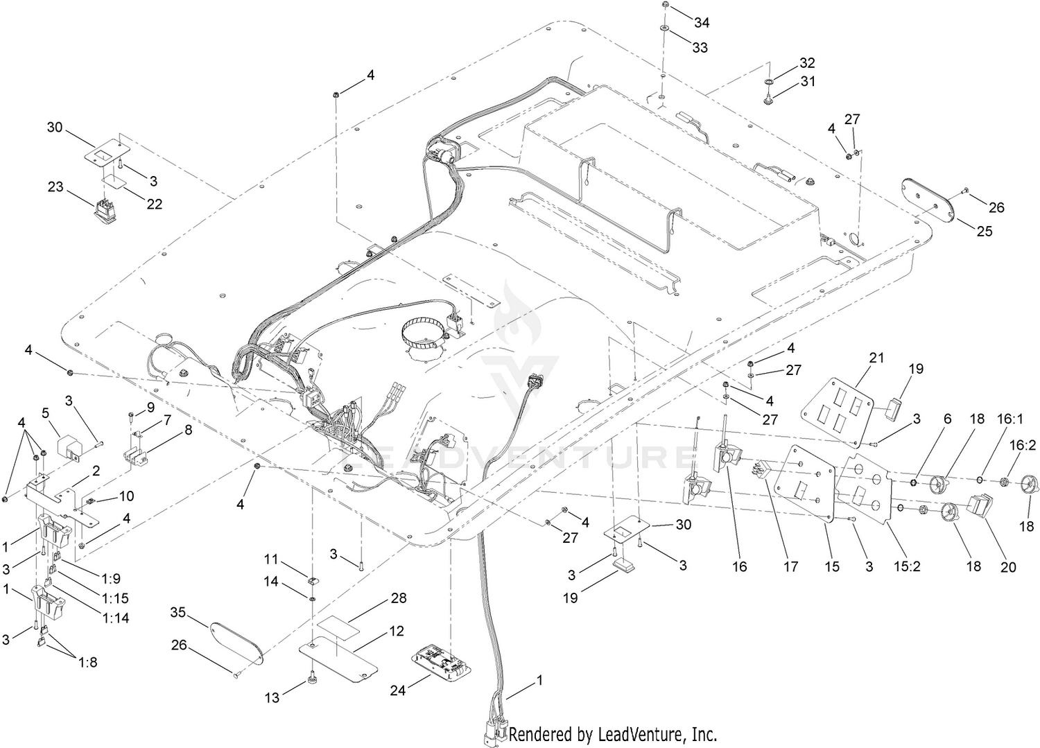 Headliner Wire Harness and Control Assembly  For Cab Model Only