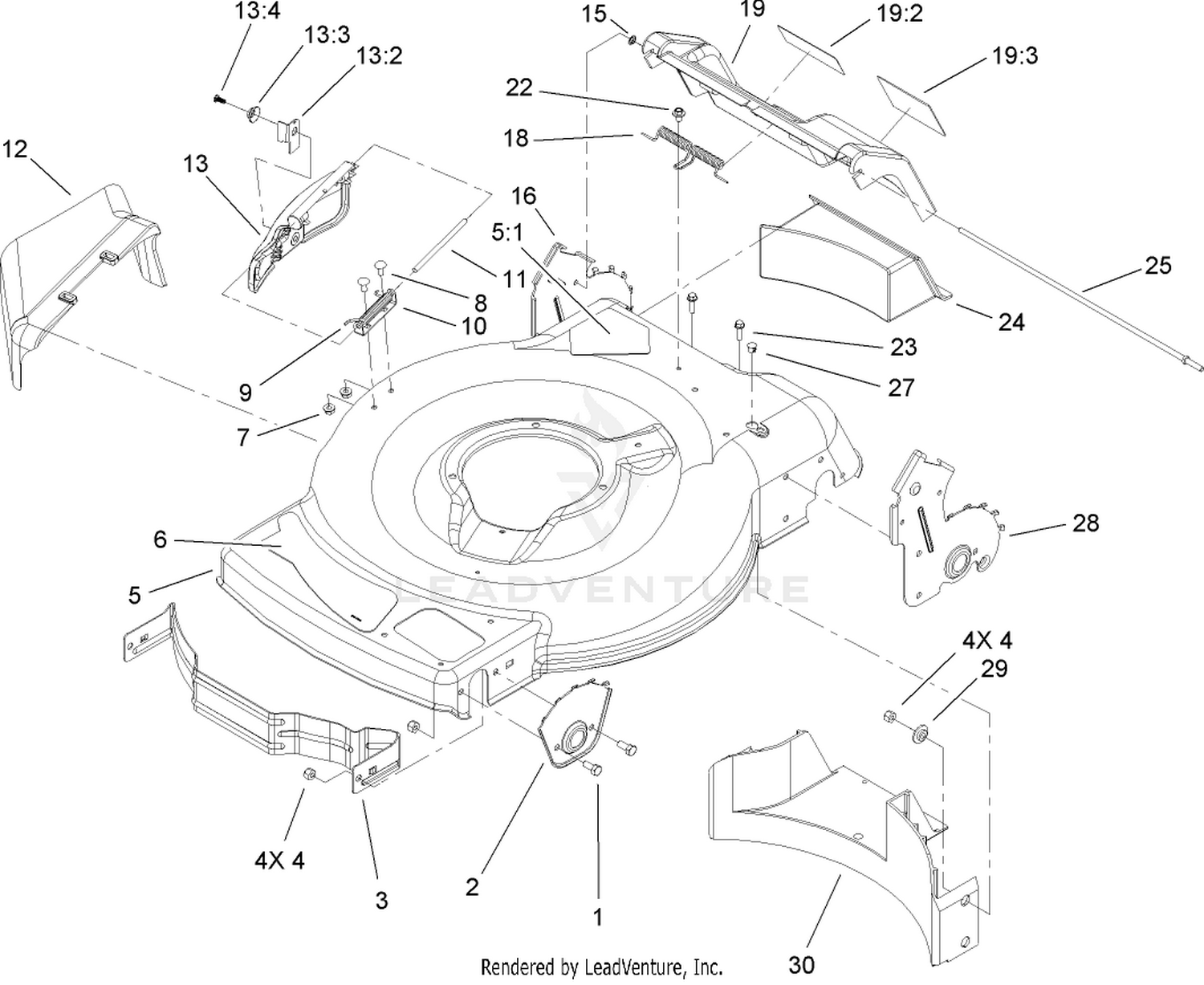 Deck, Side Chute and Rear Door Assembly