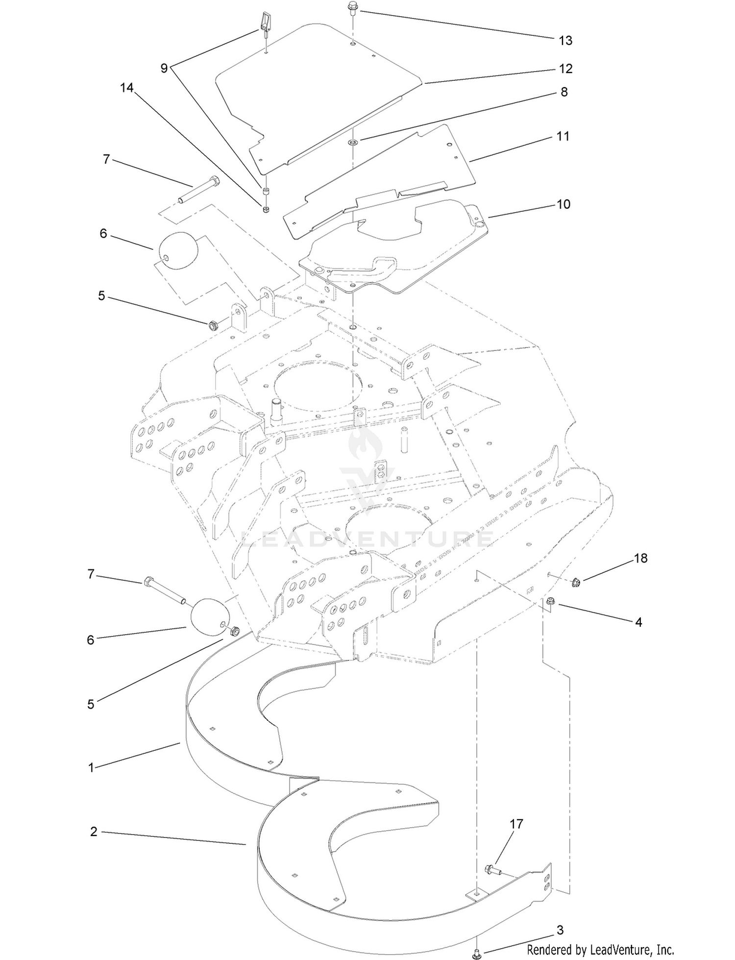 Left Deck Discharge Chamber and Cover Assembly