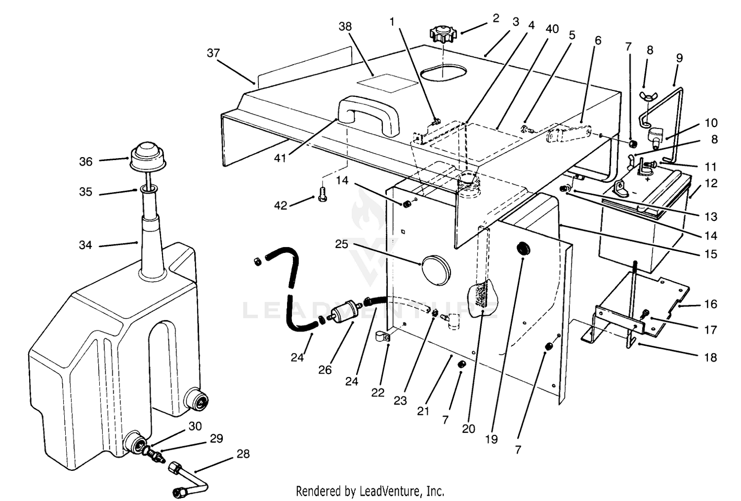 Hood, Fuel Tank  Hydraulic Reservoir Assembly