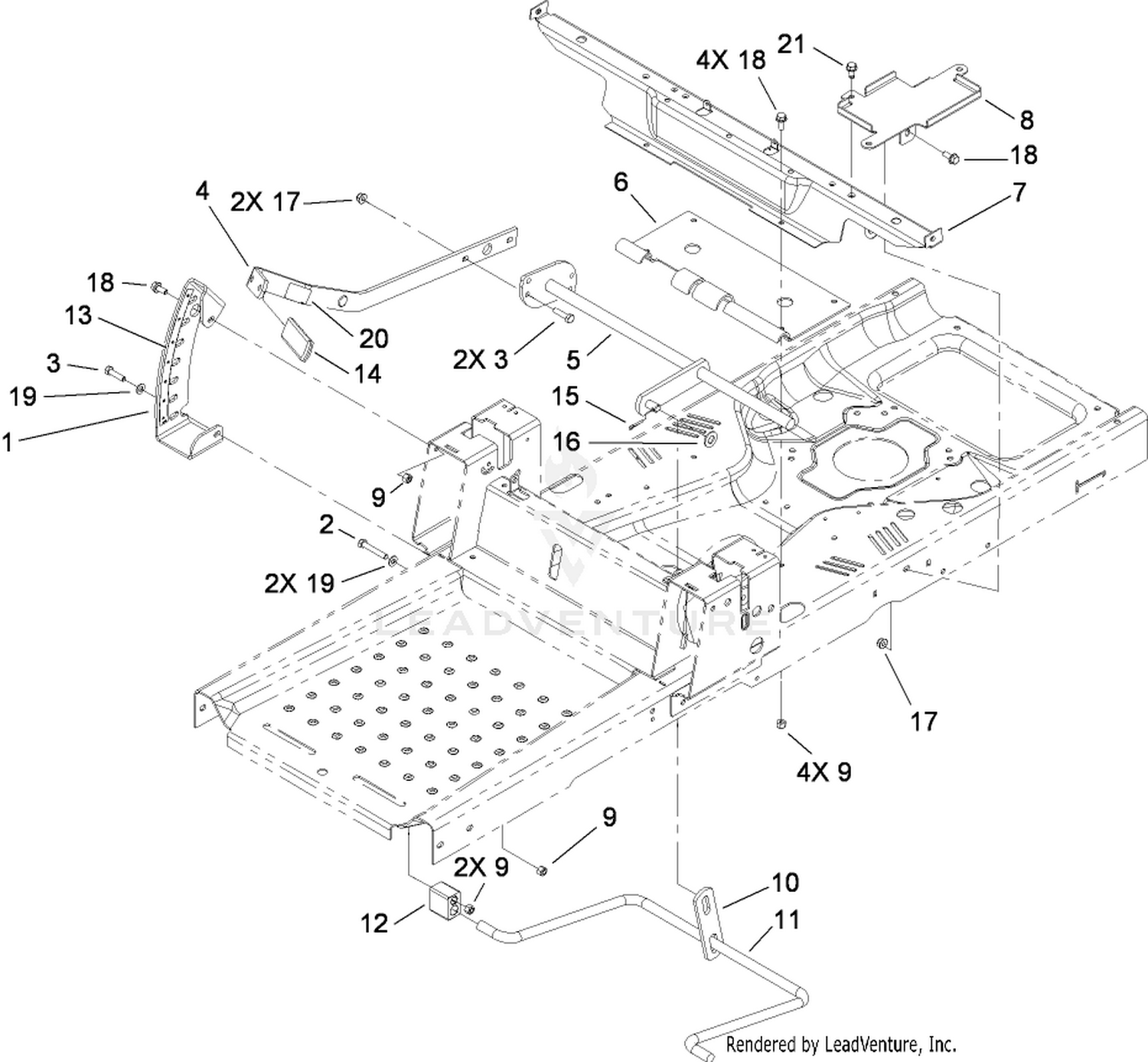 Deck Lift and Seat Support Assembly