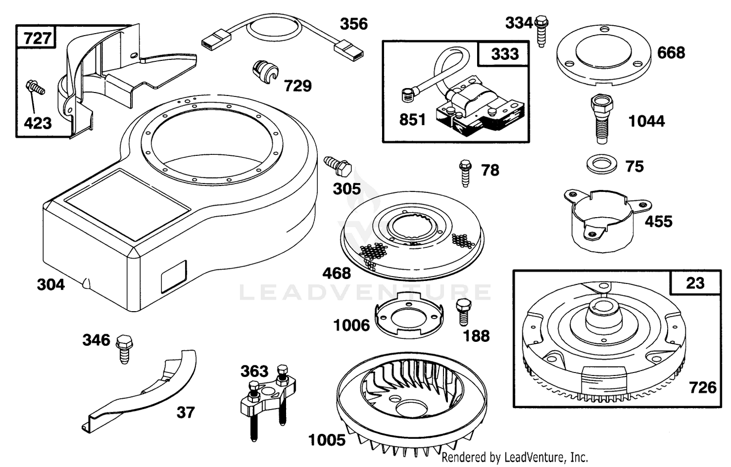 Engine Briggs  Stratton Model 283707-0156-01 6