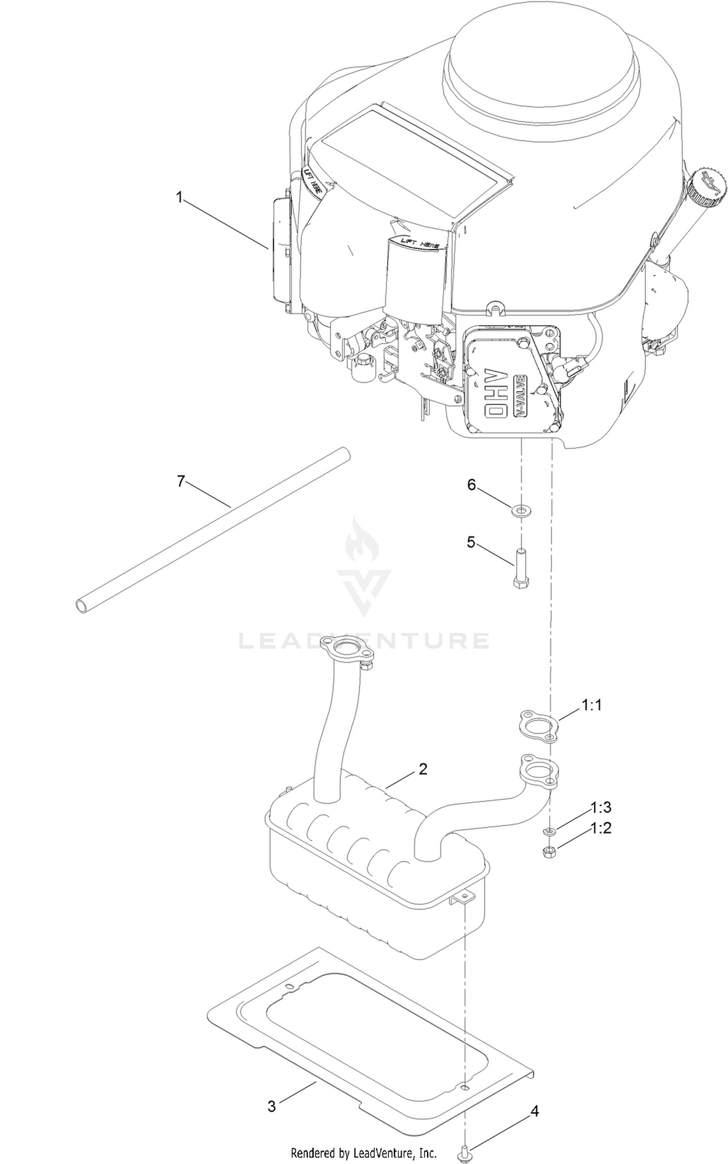 Engine and Muffler Assembly