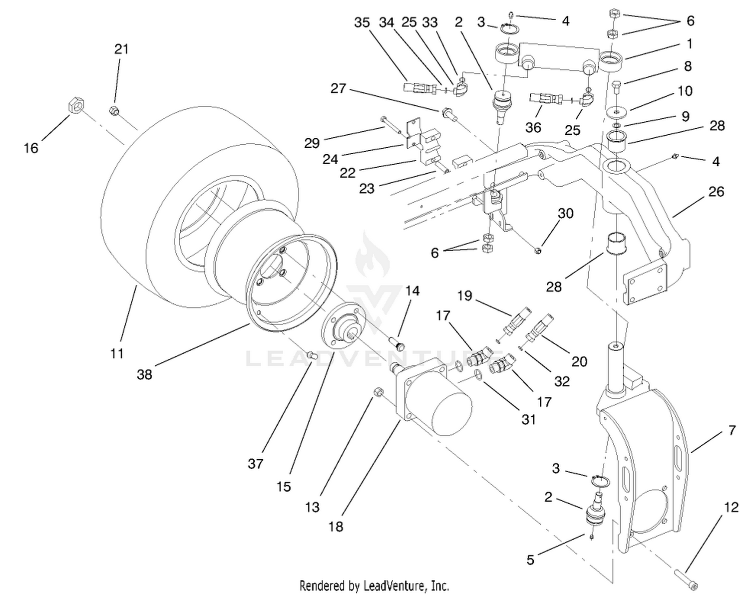 Rear Fork and Tire Assembly