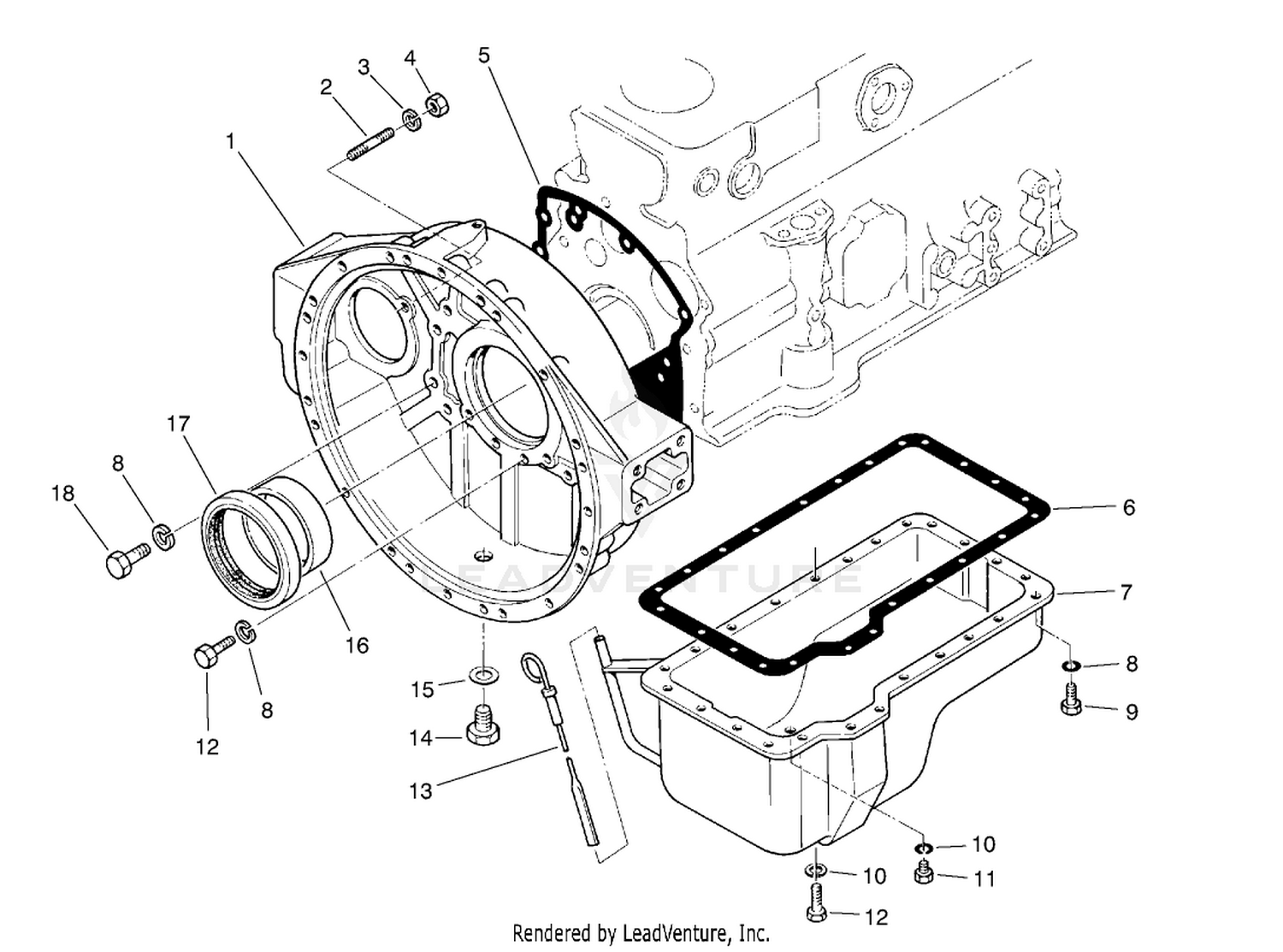 Flywheel Housing  Oil Pan Assembly