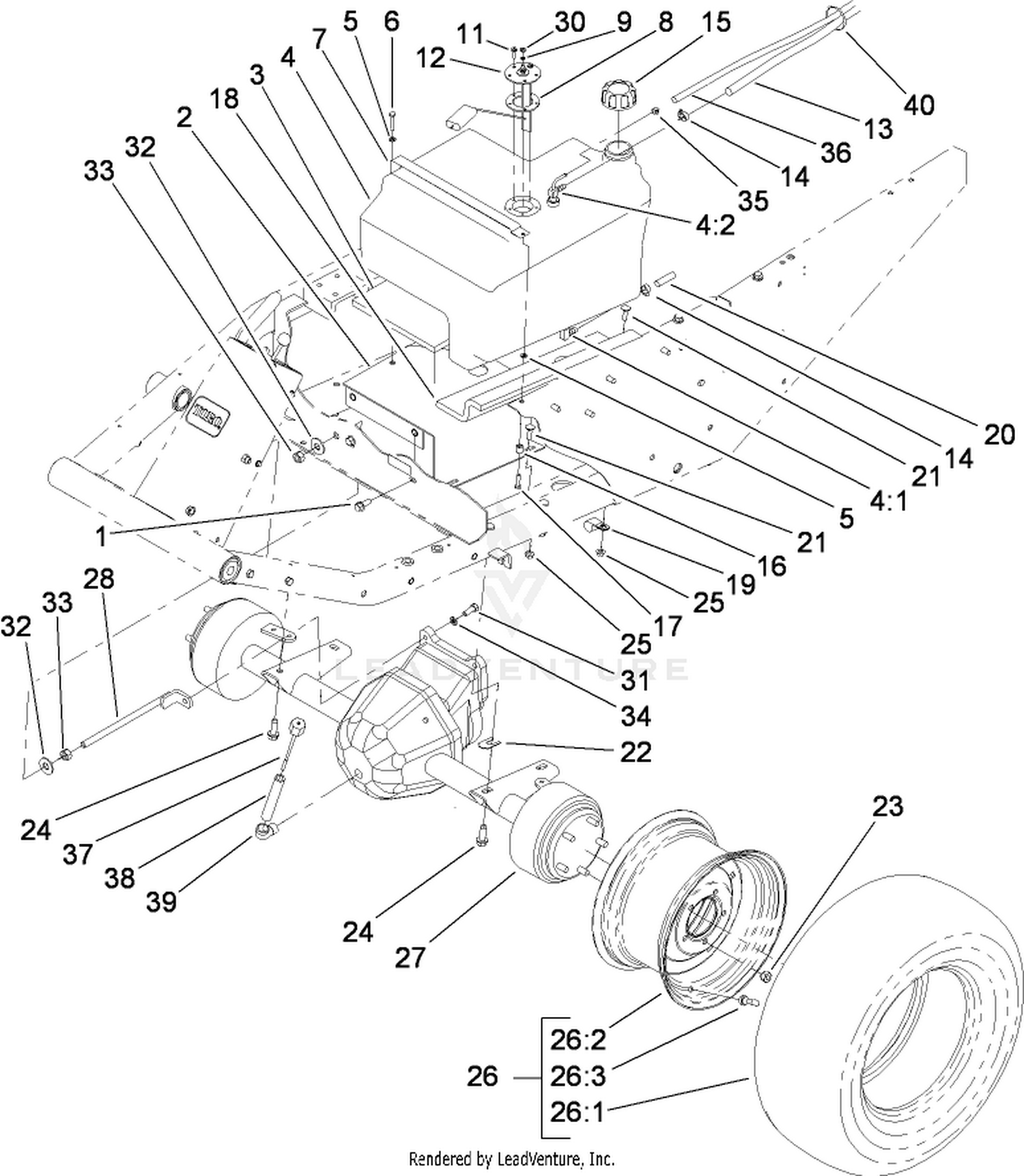 Fuel Tank and Front Axle Assembly