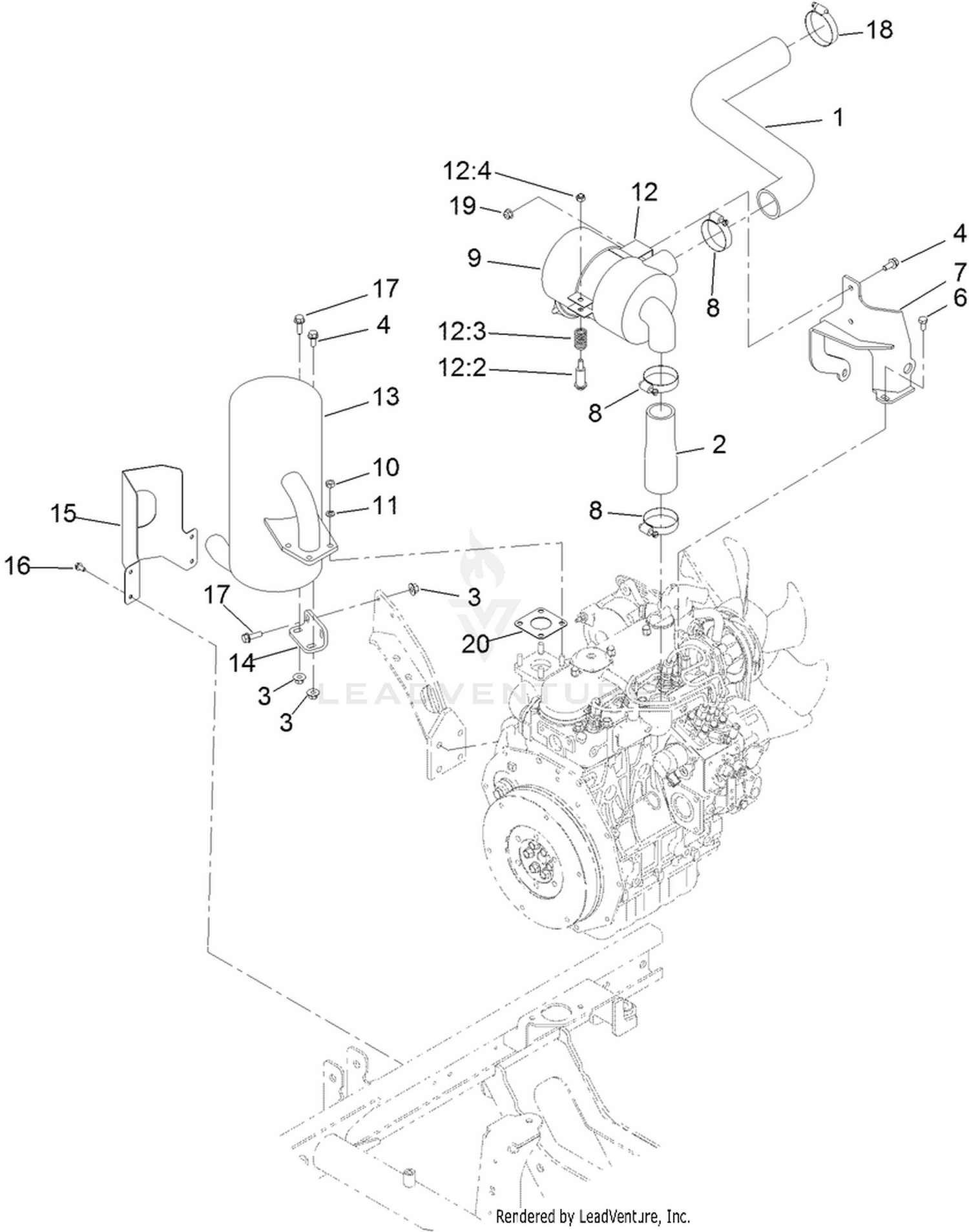 Engine Muffler and Air Cleaner Assembly