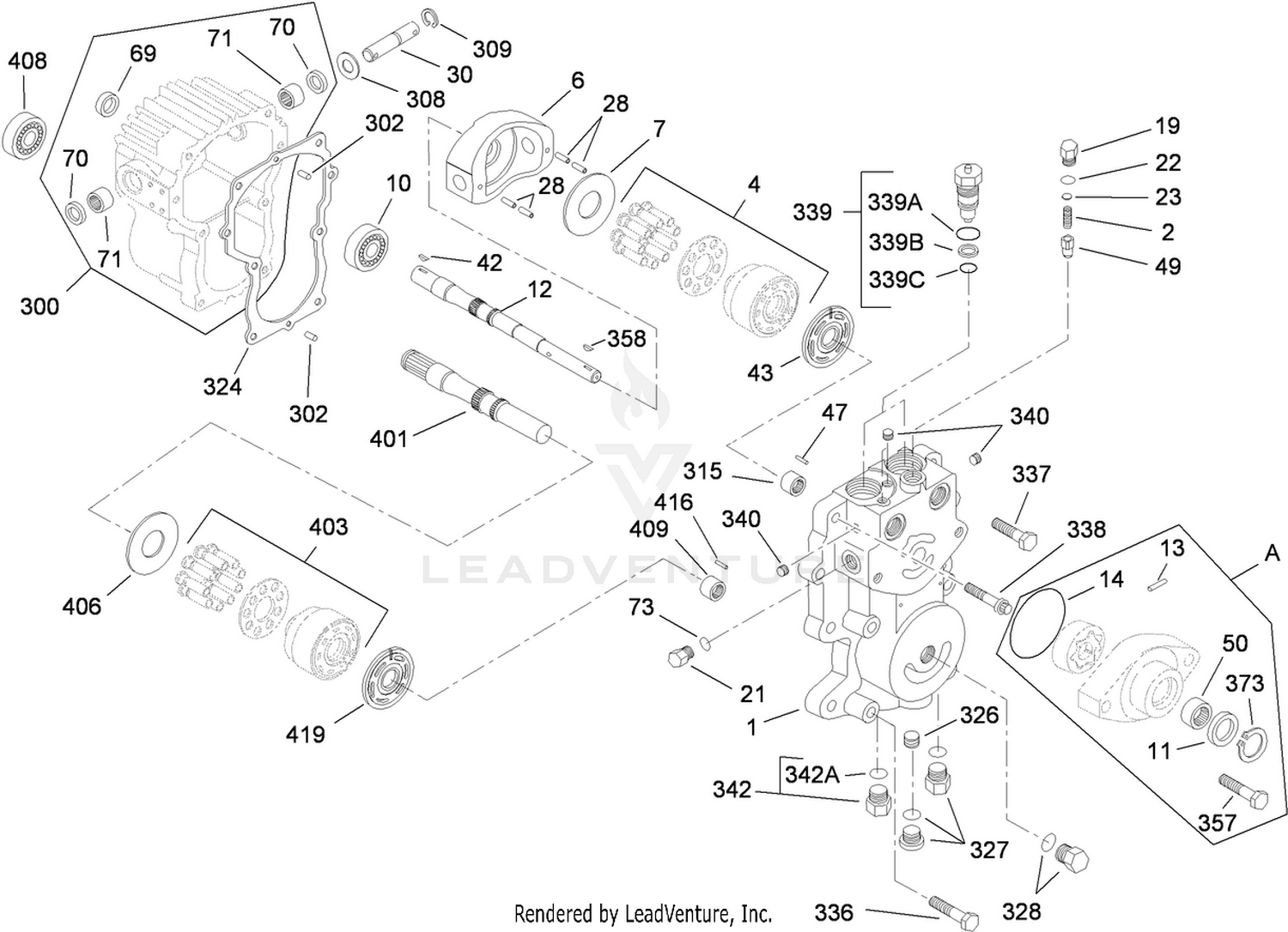 Center Section Assembly  Transmission Assembly No. 117-0849