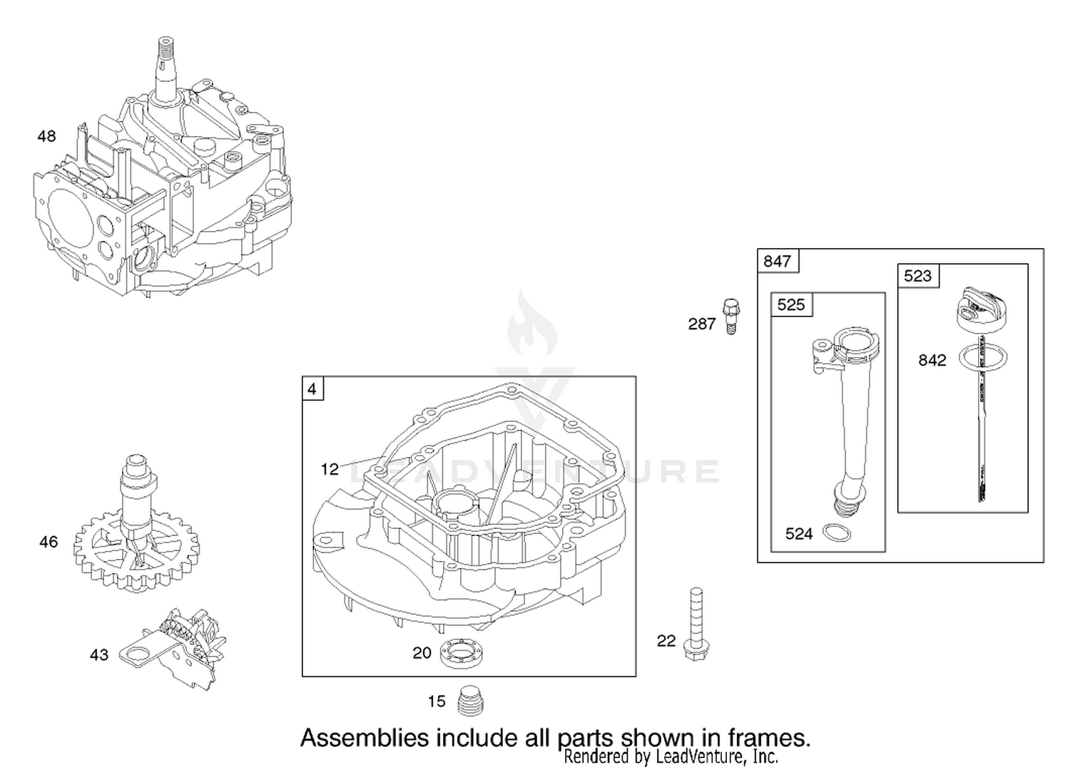 Crankcase Assembly Briggs and Stratton Model 12H802-1720-B1