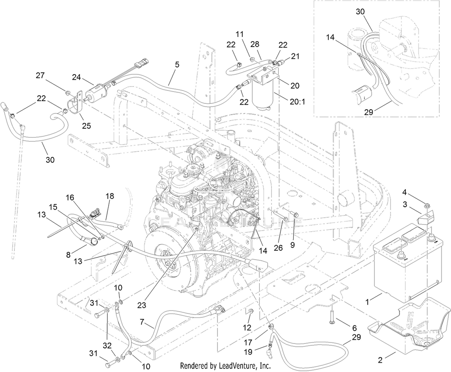 Battery and Fuel Delivery Assembly