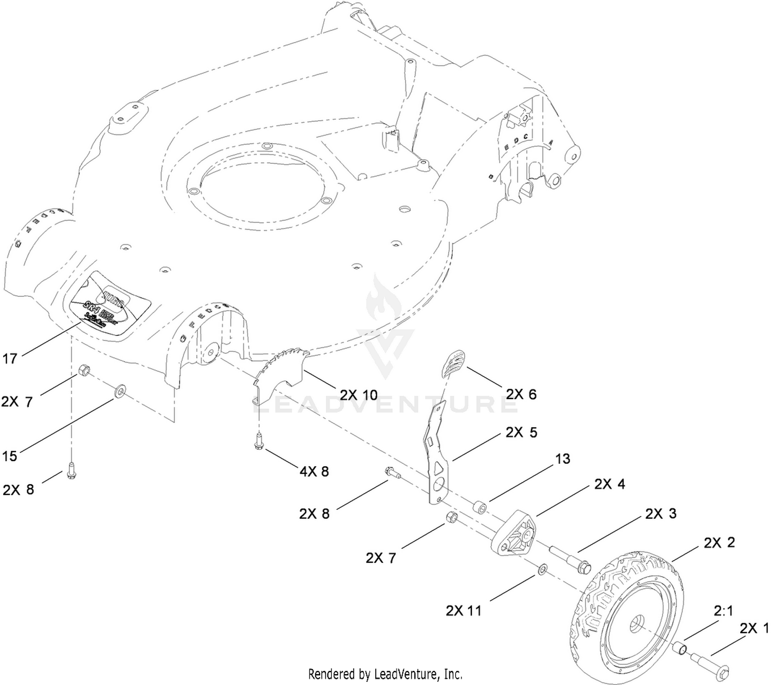 Front Wheel and Height-of-Cut Assembly