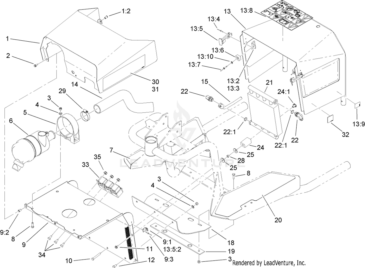 Shroud, Relay, Air Cleaner and Oil Cooler Assembly
