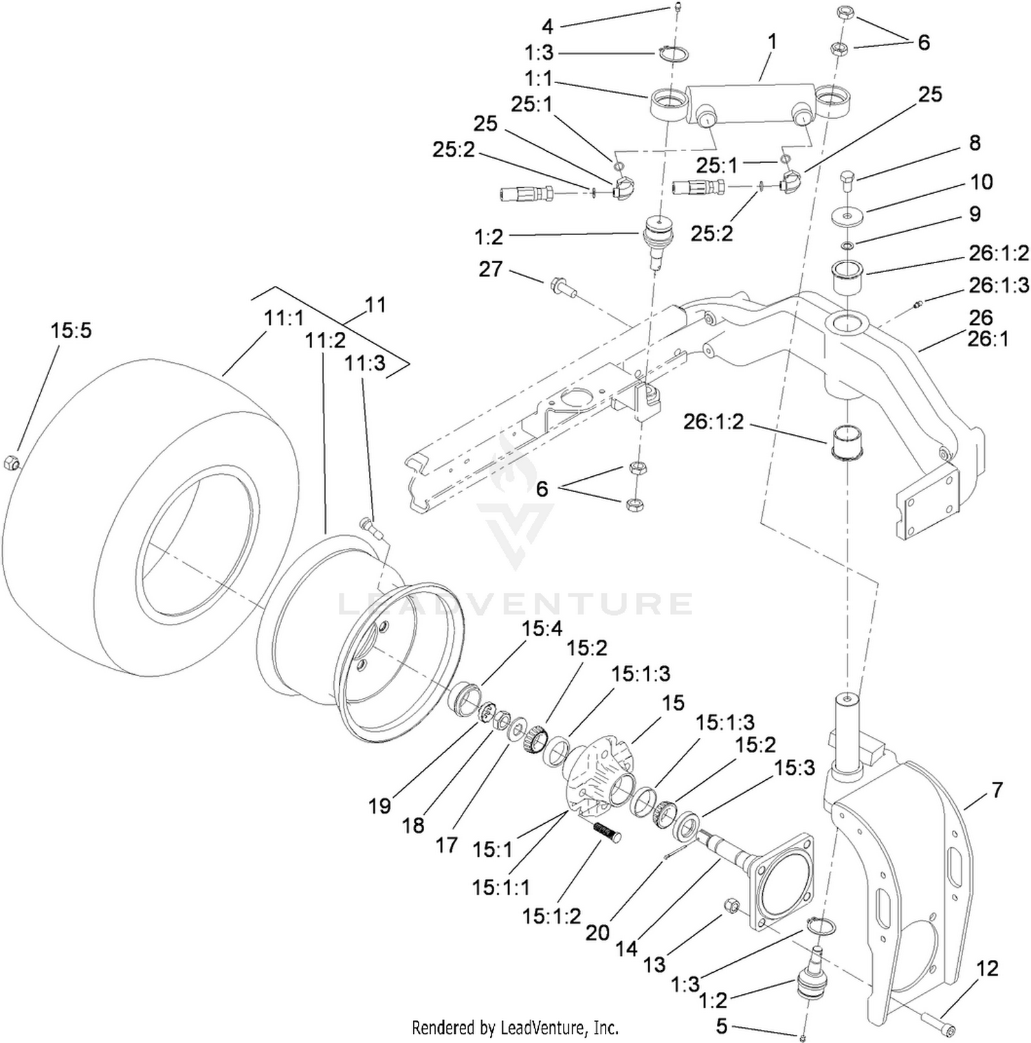 Rear Fork and Tire Assembly