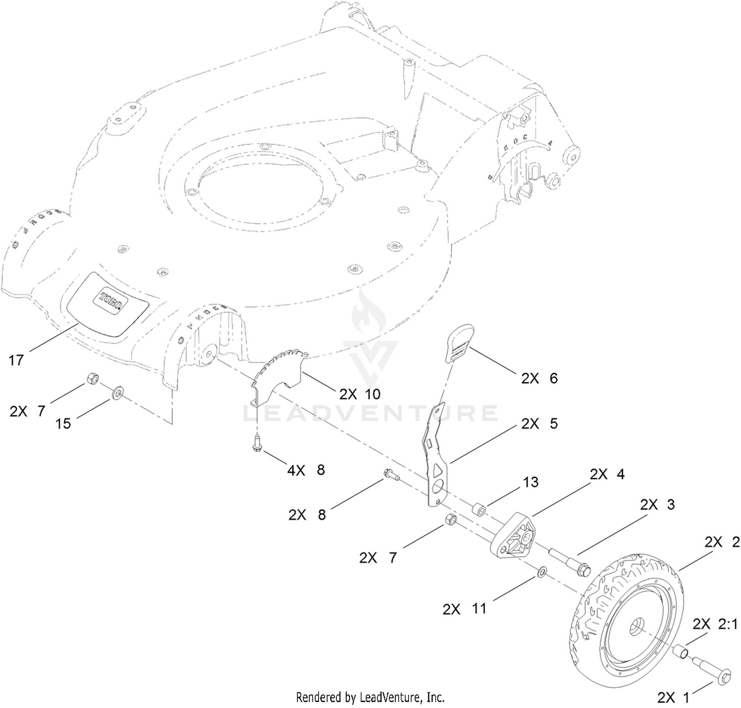 Front Wheel and Height-of-Cut Assembly