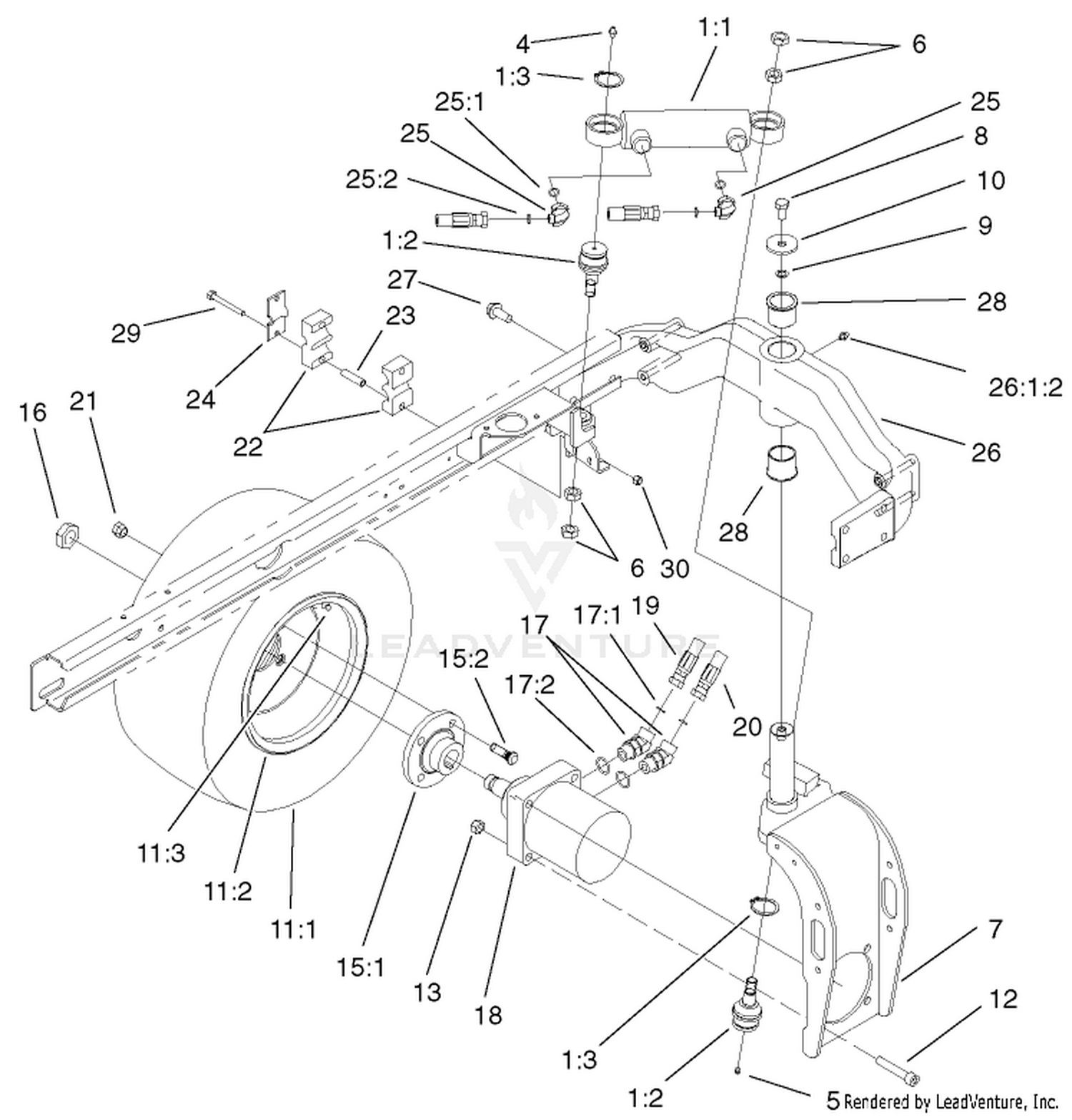Rear Fork and Tire Assembly
