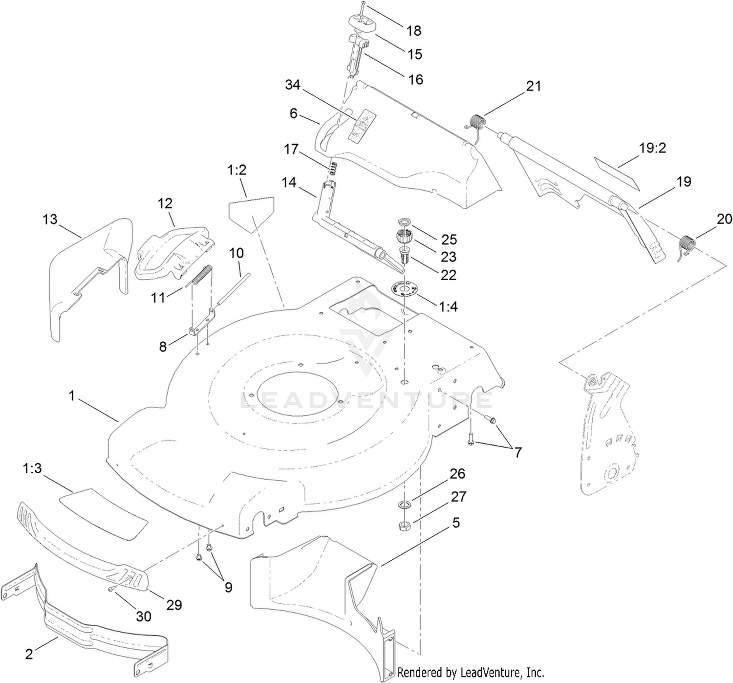 Deck, Side Chute and Rear Door Assembly