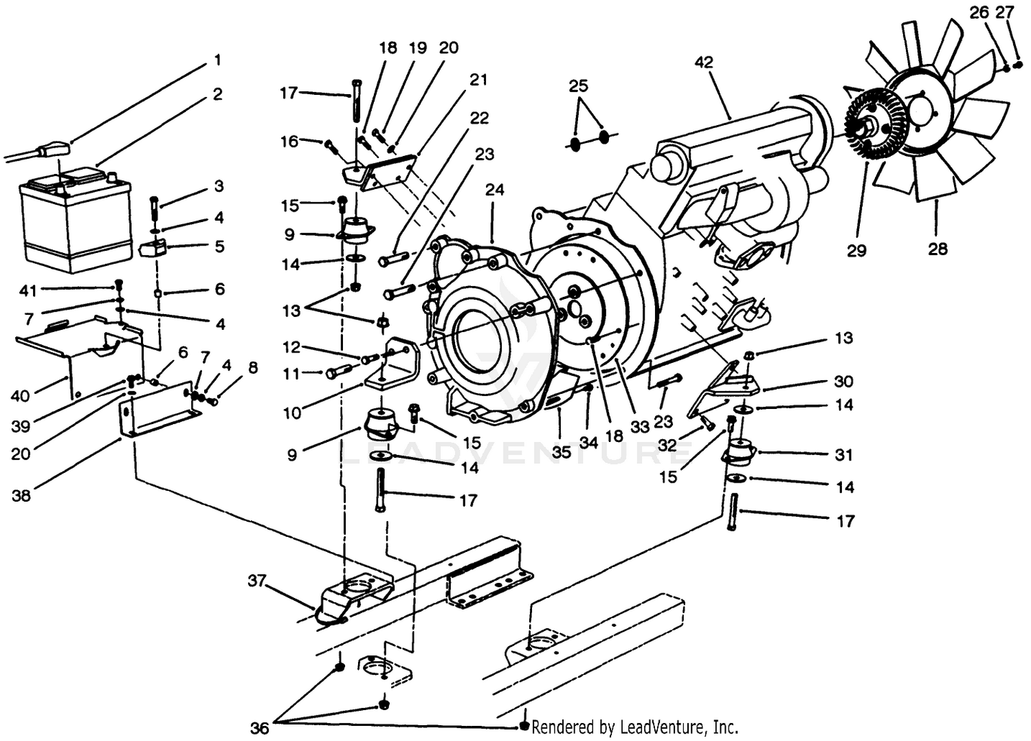 Engine  Battery Installation Assembly