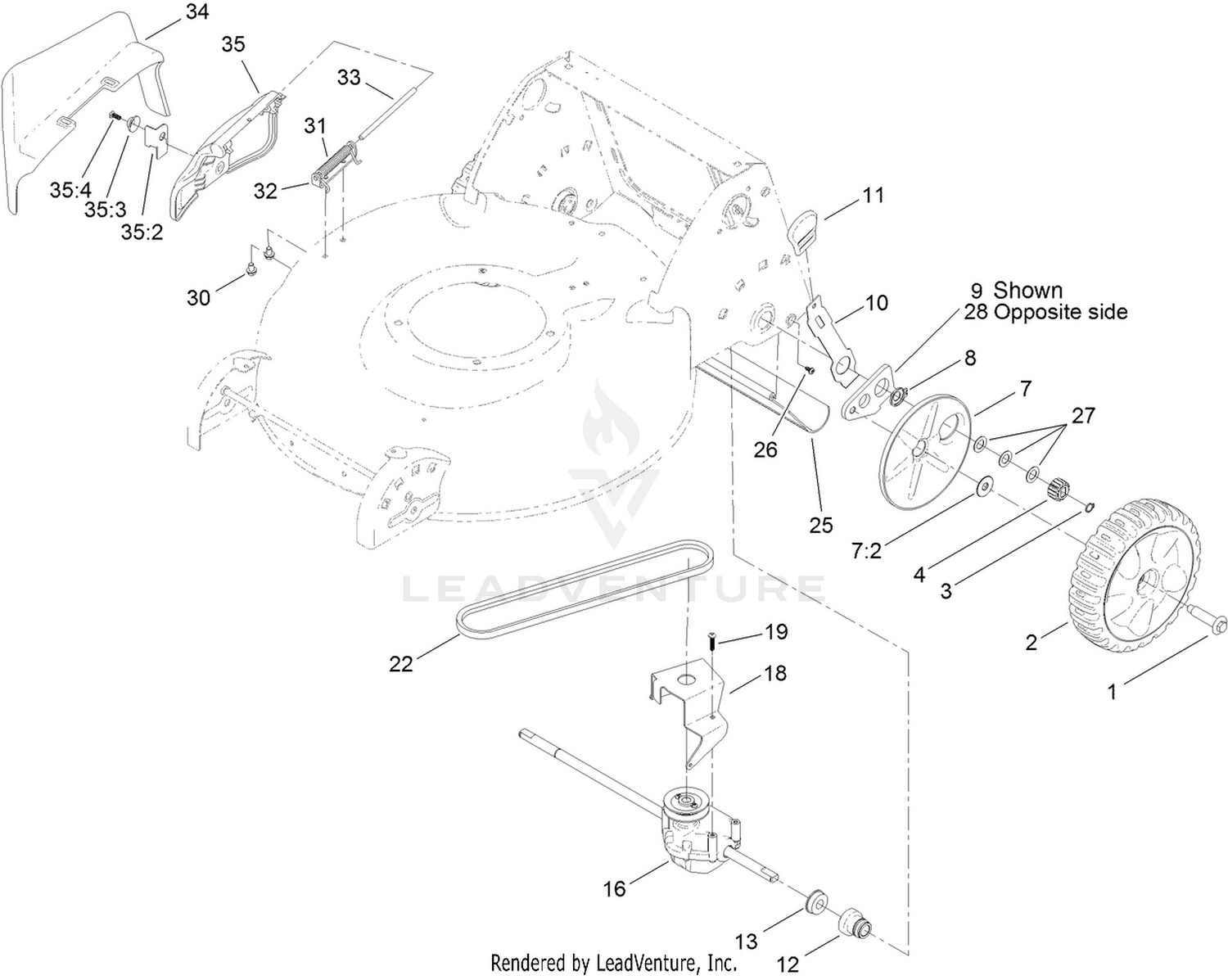 Side Discharge Door and Rear Wheel Assembly