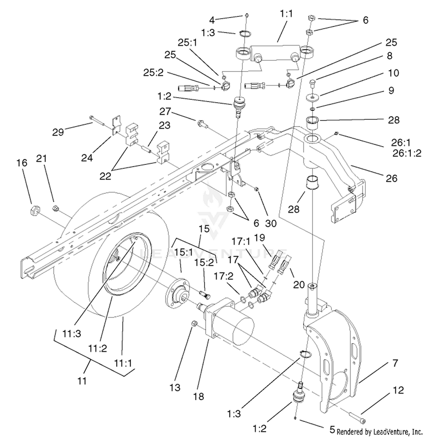 Rear Fork and Tire Assembly