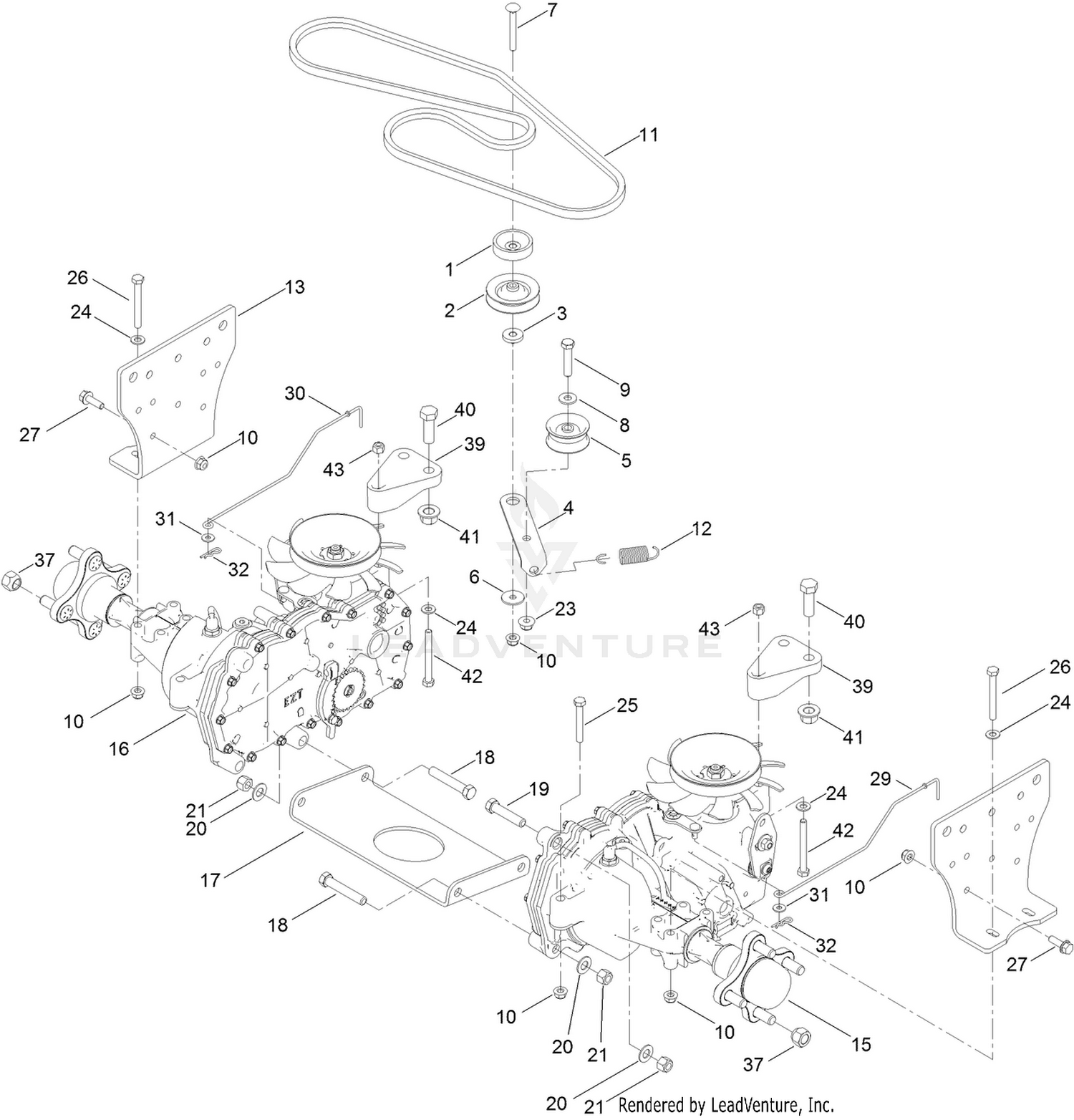 Hydro Transaxle Drive and Rear Wheel Assembly