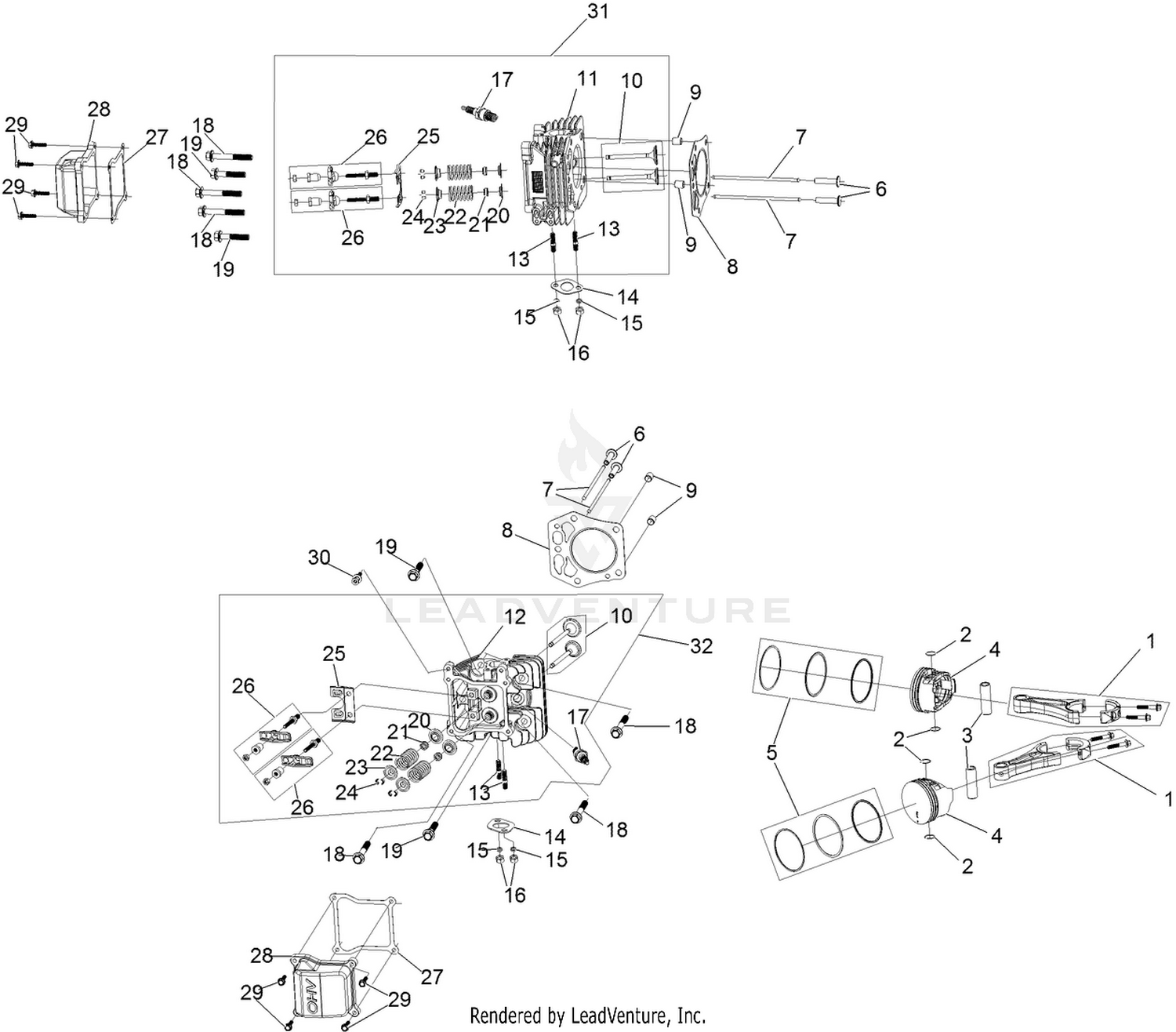 Piston and Cylinder Head Assembly