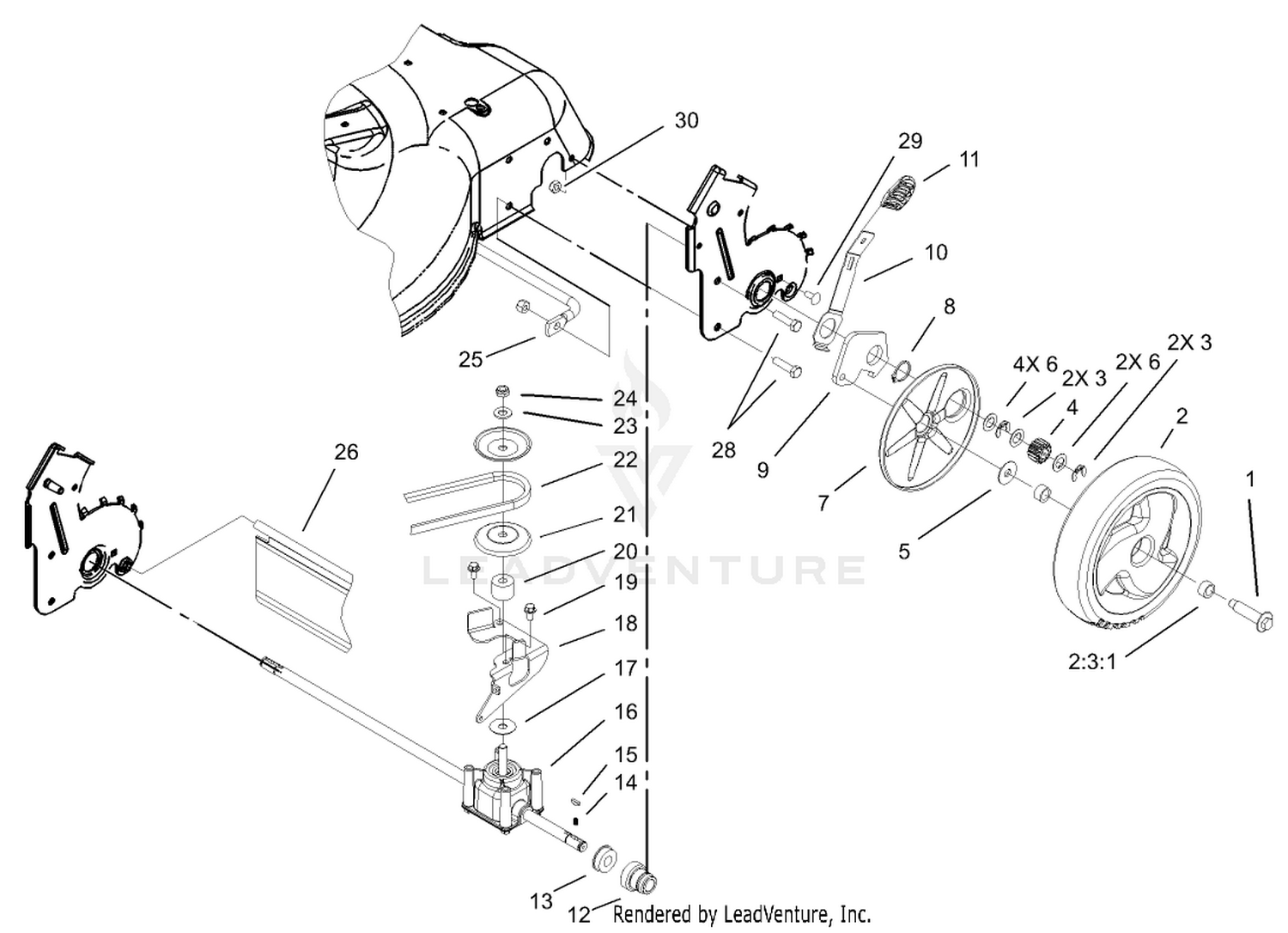 Rear Axle and Transmission Assembly