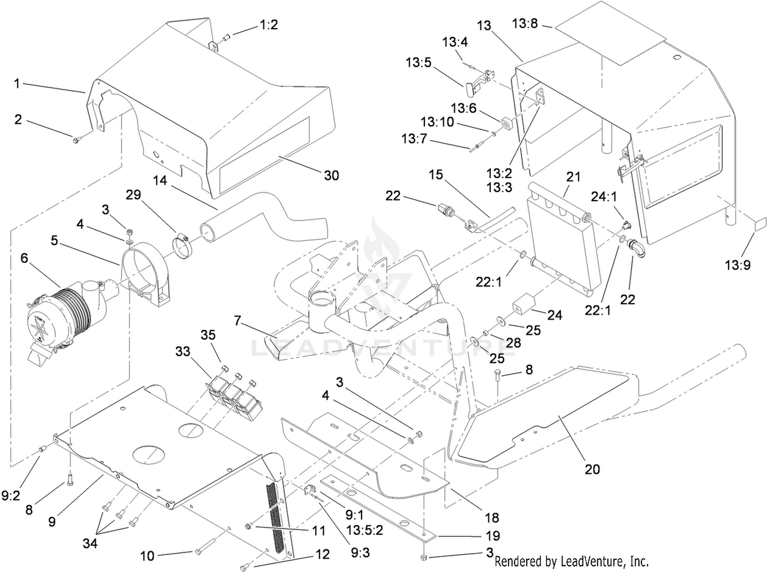 Shroud, Relay, Air Cleaner and Oil Cooler Assembly
