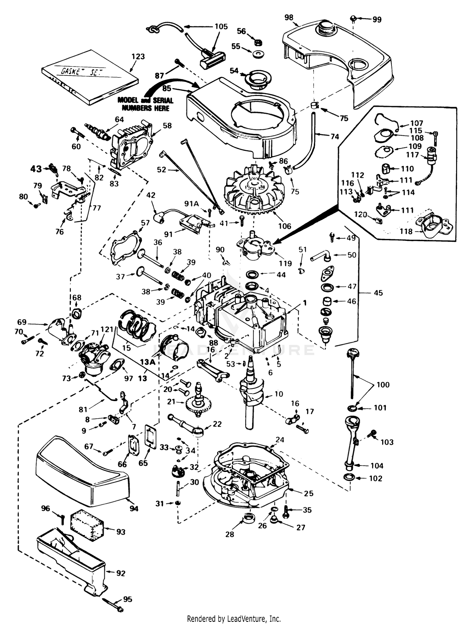 Engine Tecumseh Model No. Tnt 100-10065d