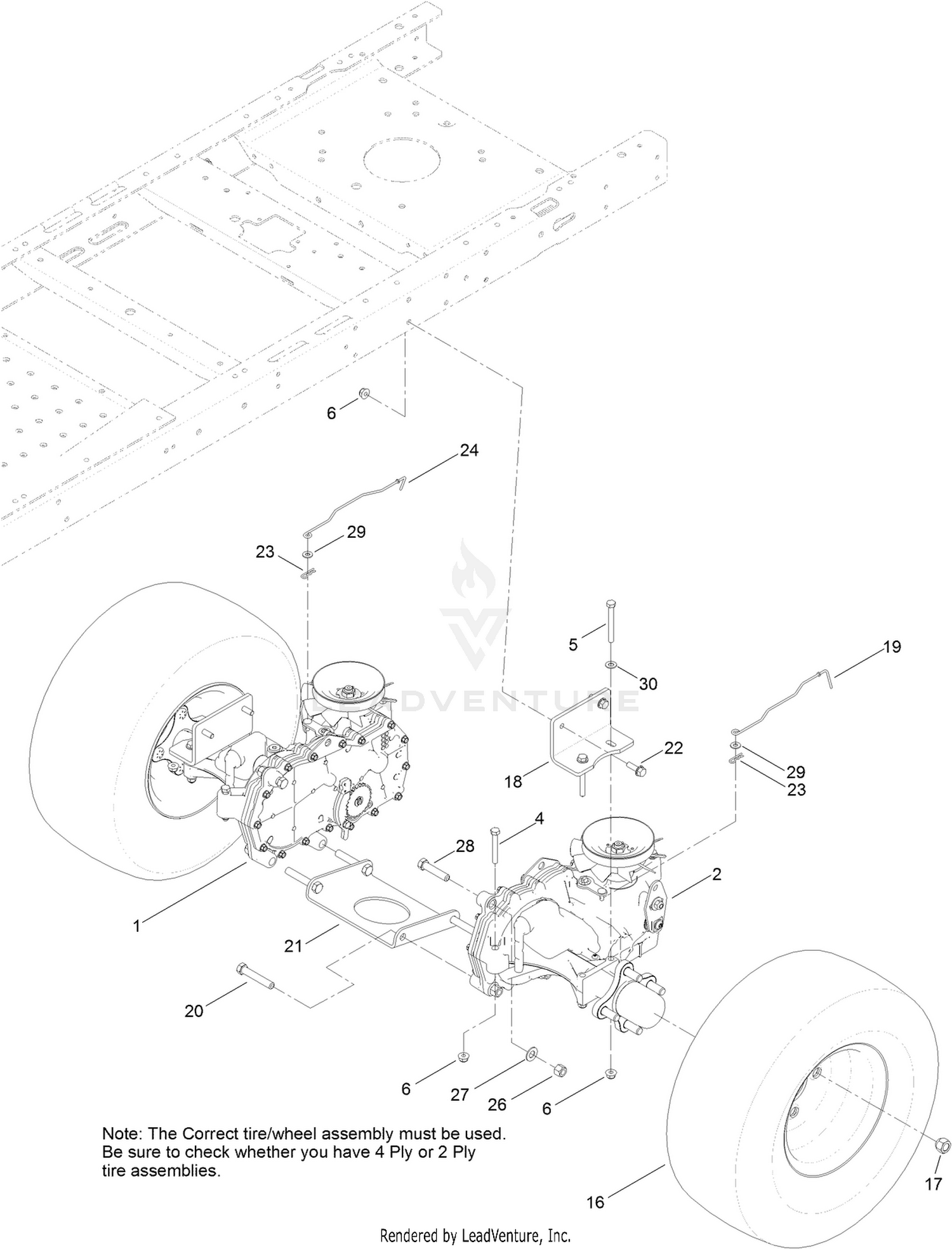 Hydro Transaxle Drive and Rear Wheel Assembly