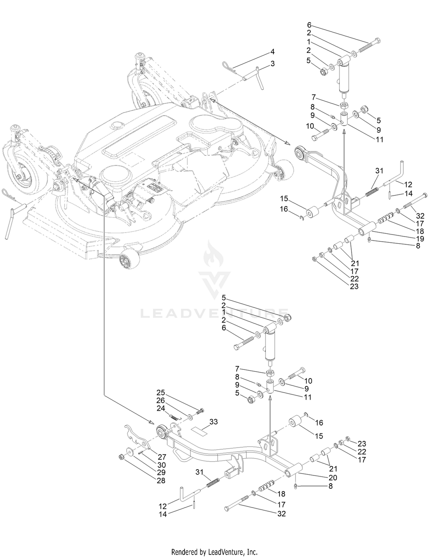 Cutting Deck and Lift Arms Assembly