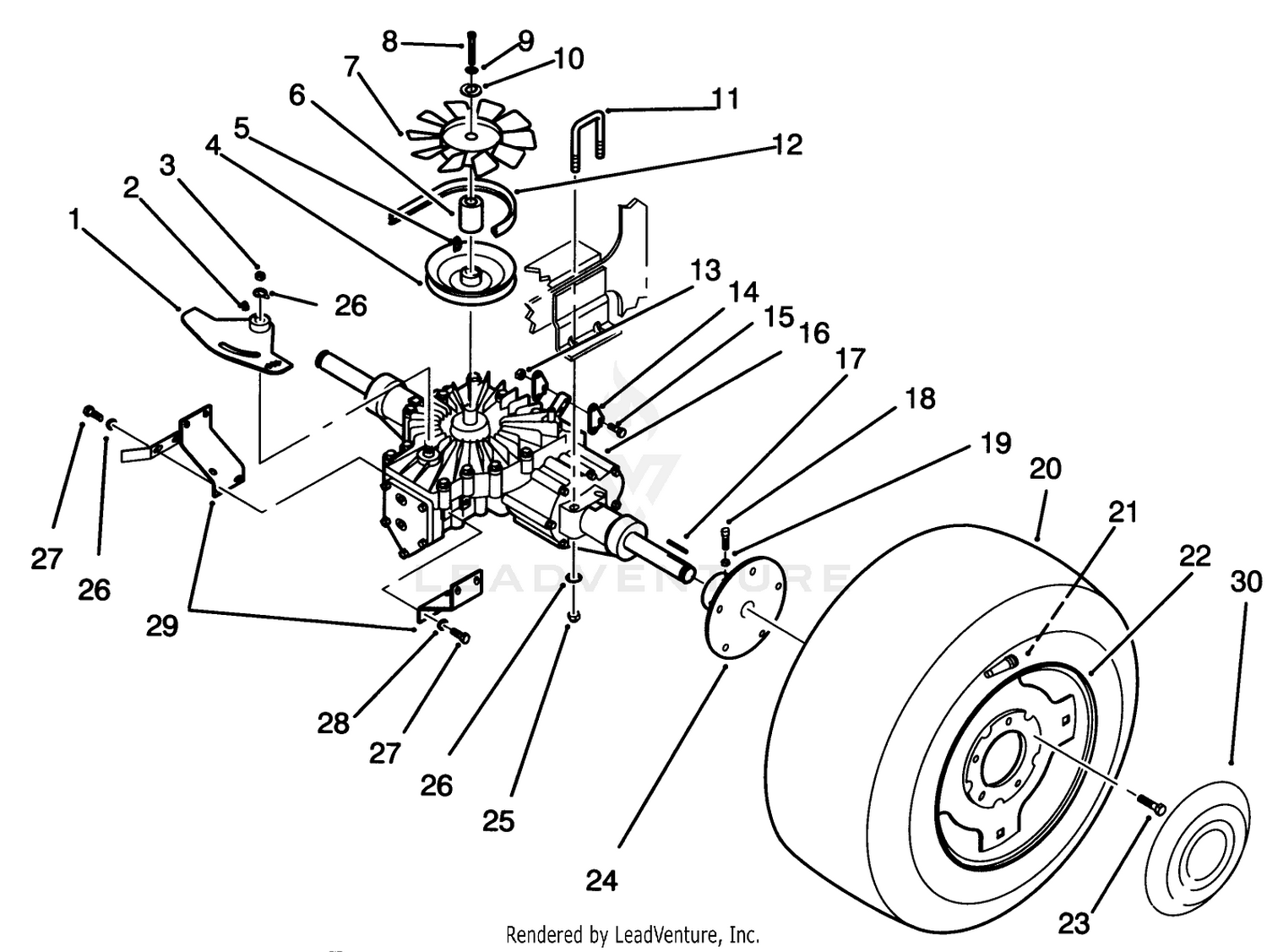 Rear Wheel And Transmission Assembly