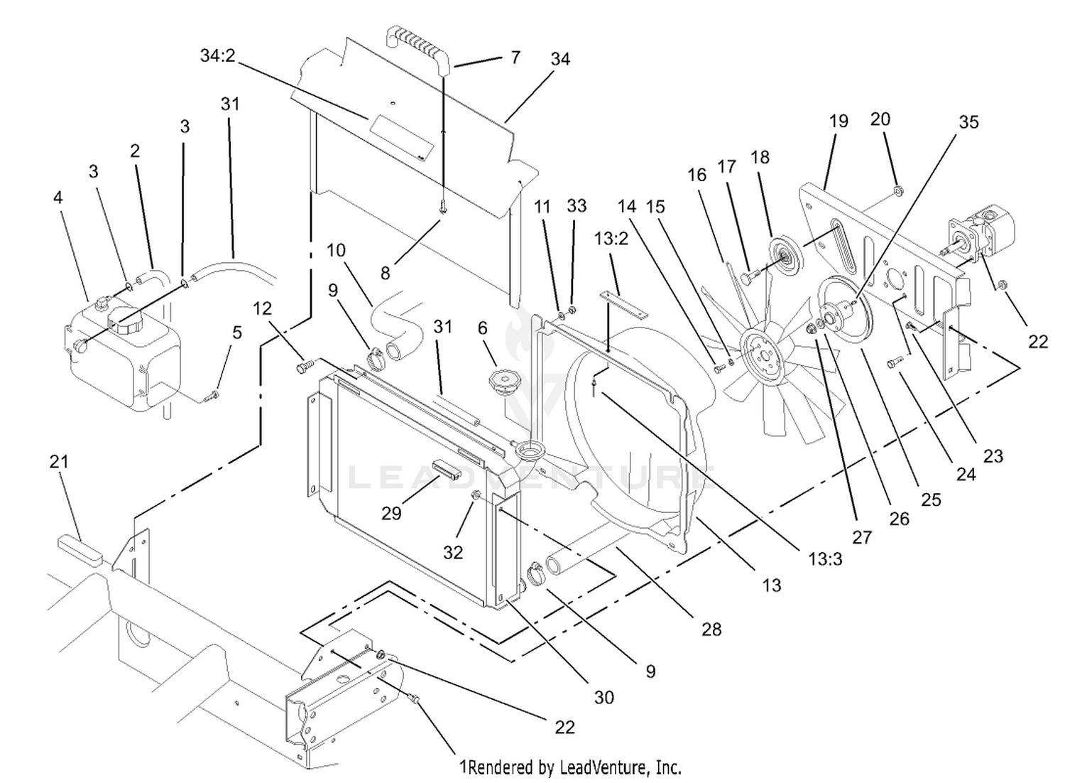 Radiator and Hydraulic Pump Assembly