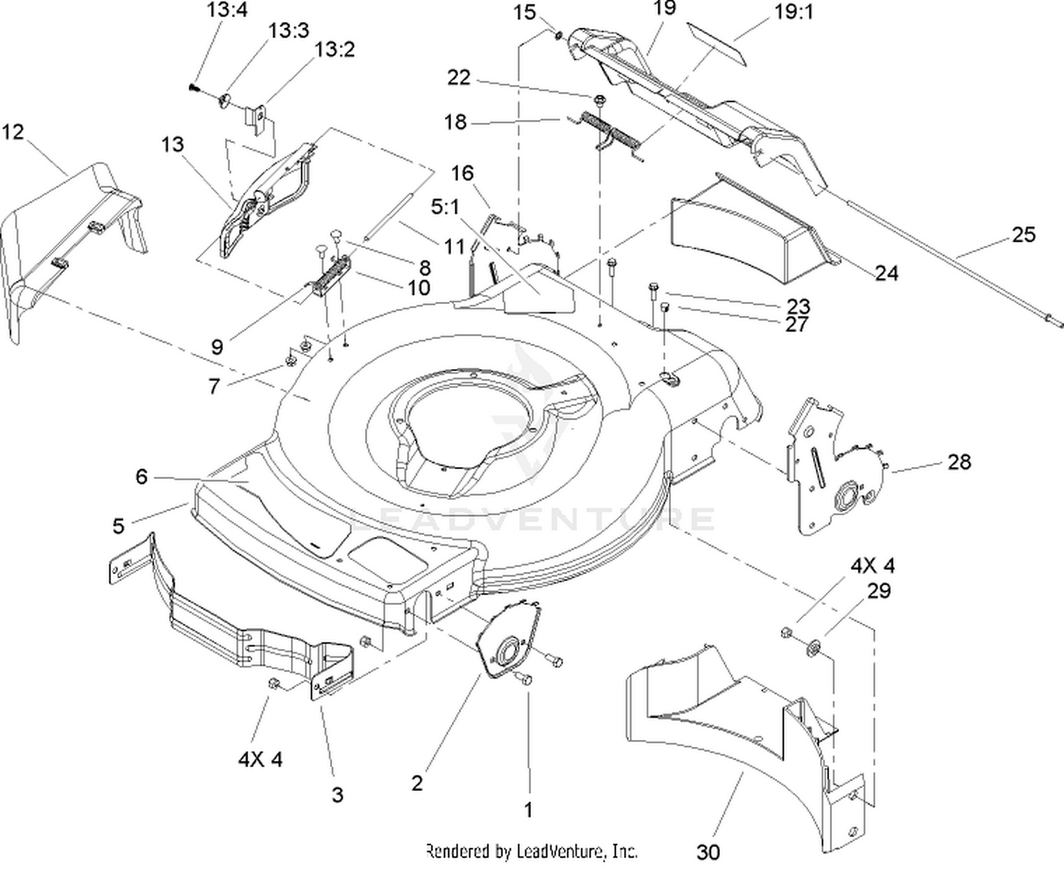 Deck, Side Chute, and Rear Door Assembly