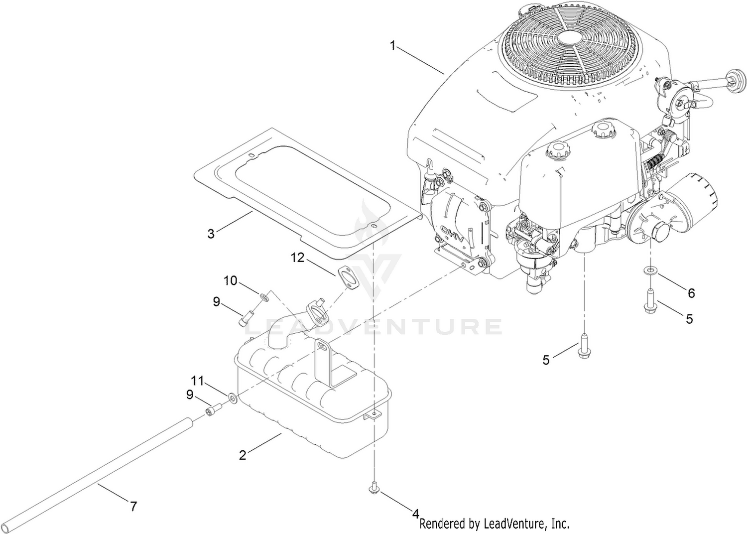 Engine and Muffler Assembly