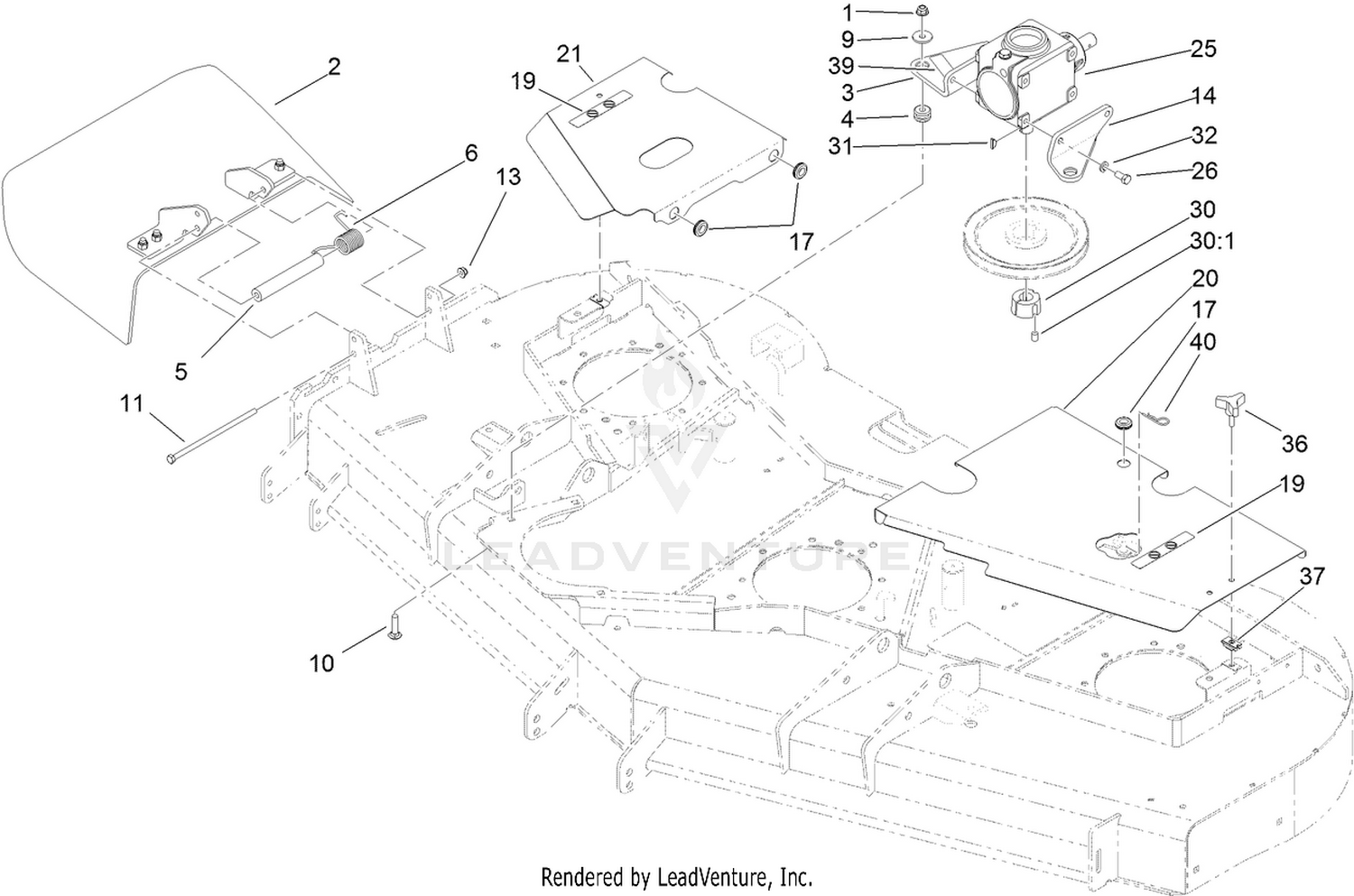 Belt Cover, Gearbox and Baffle Assembly