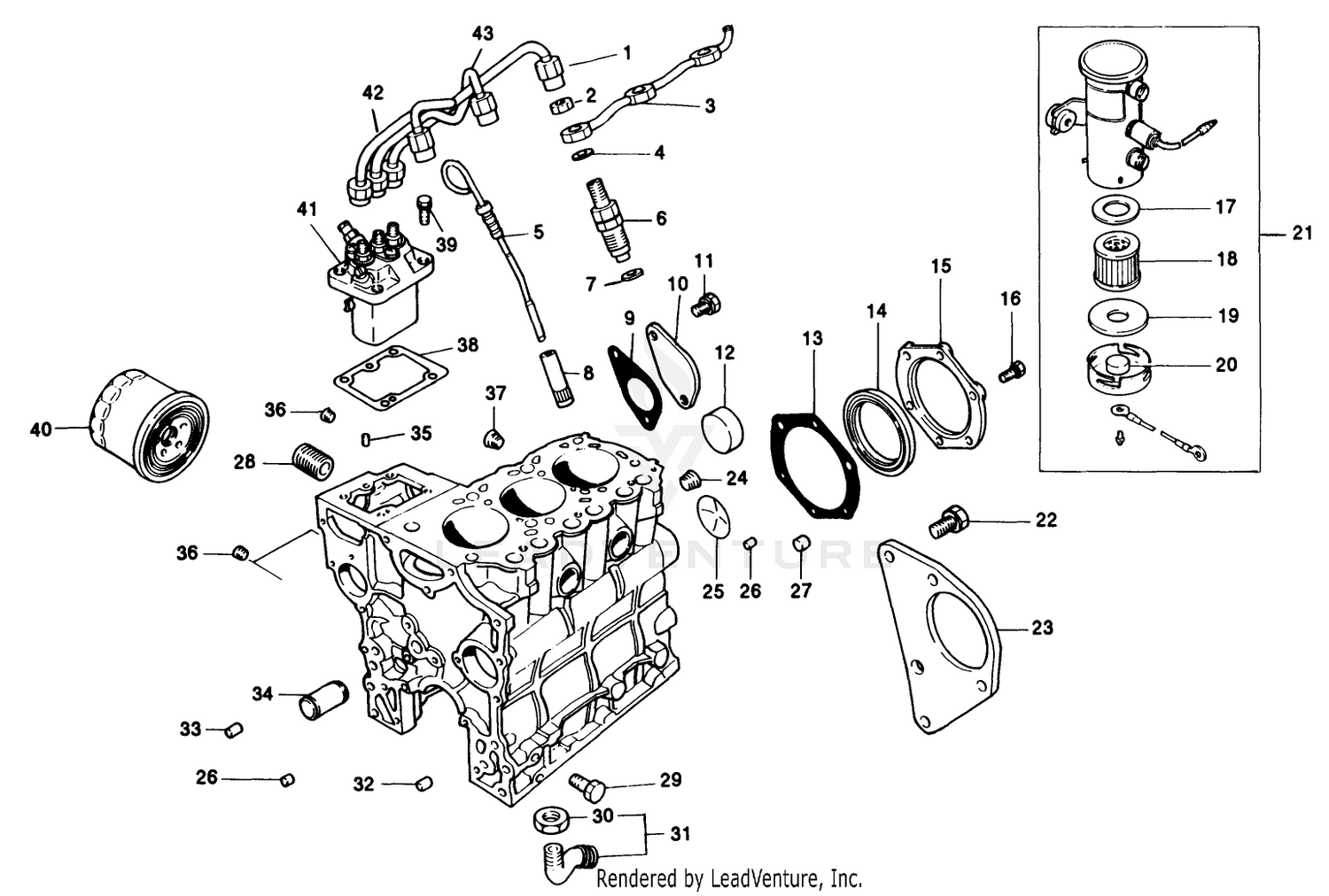 Fuel Supply  Engine Block Assembly