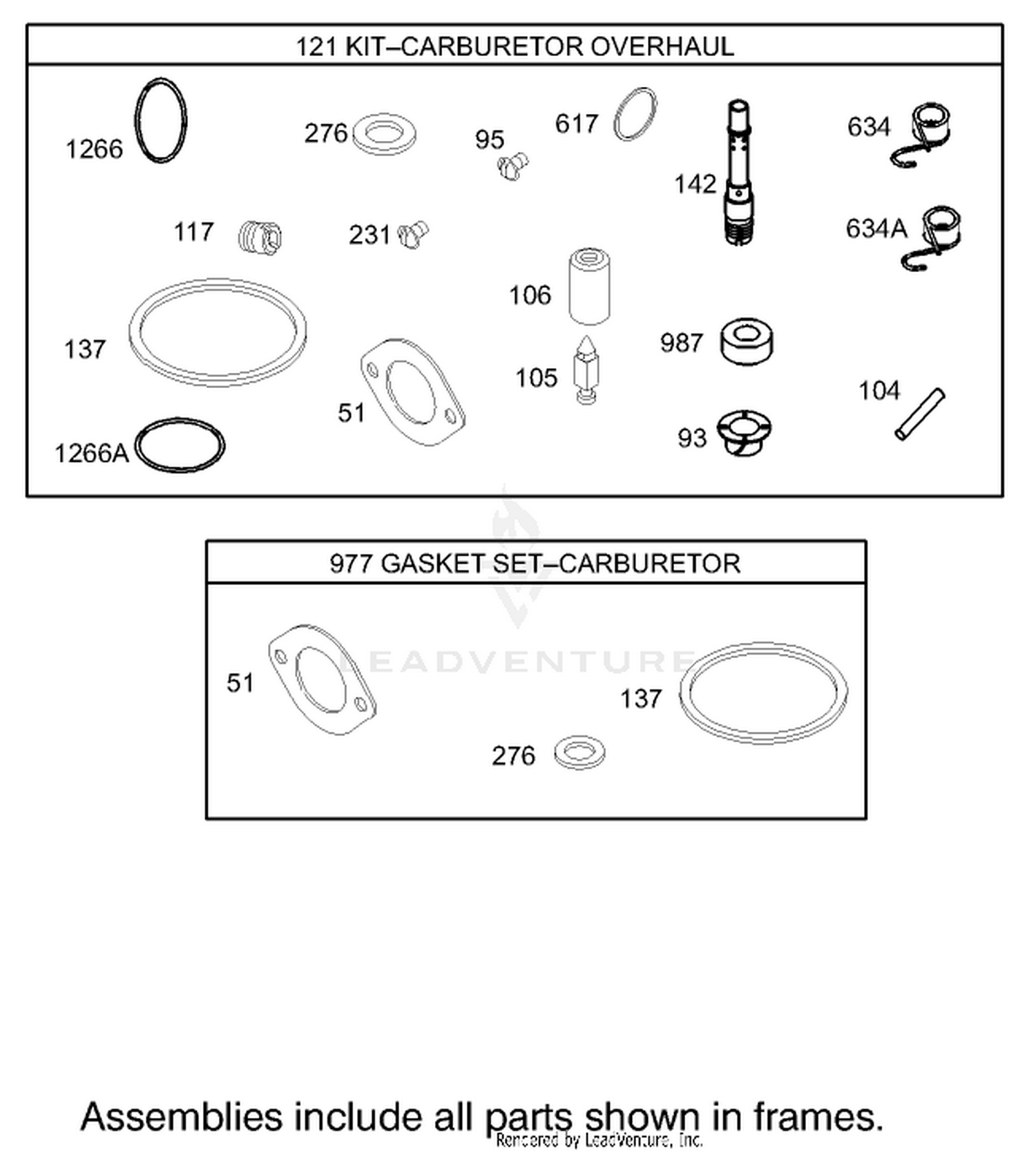 Carburetor Overhaul Kit Assembly Engine Briggs and Stratton Model 280H07-0160-E1