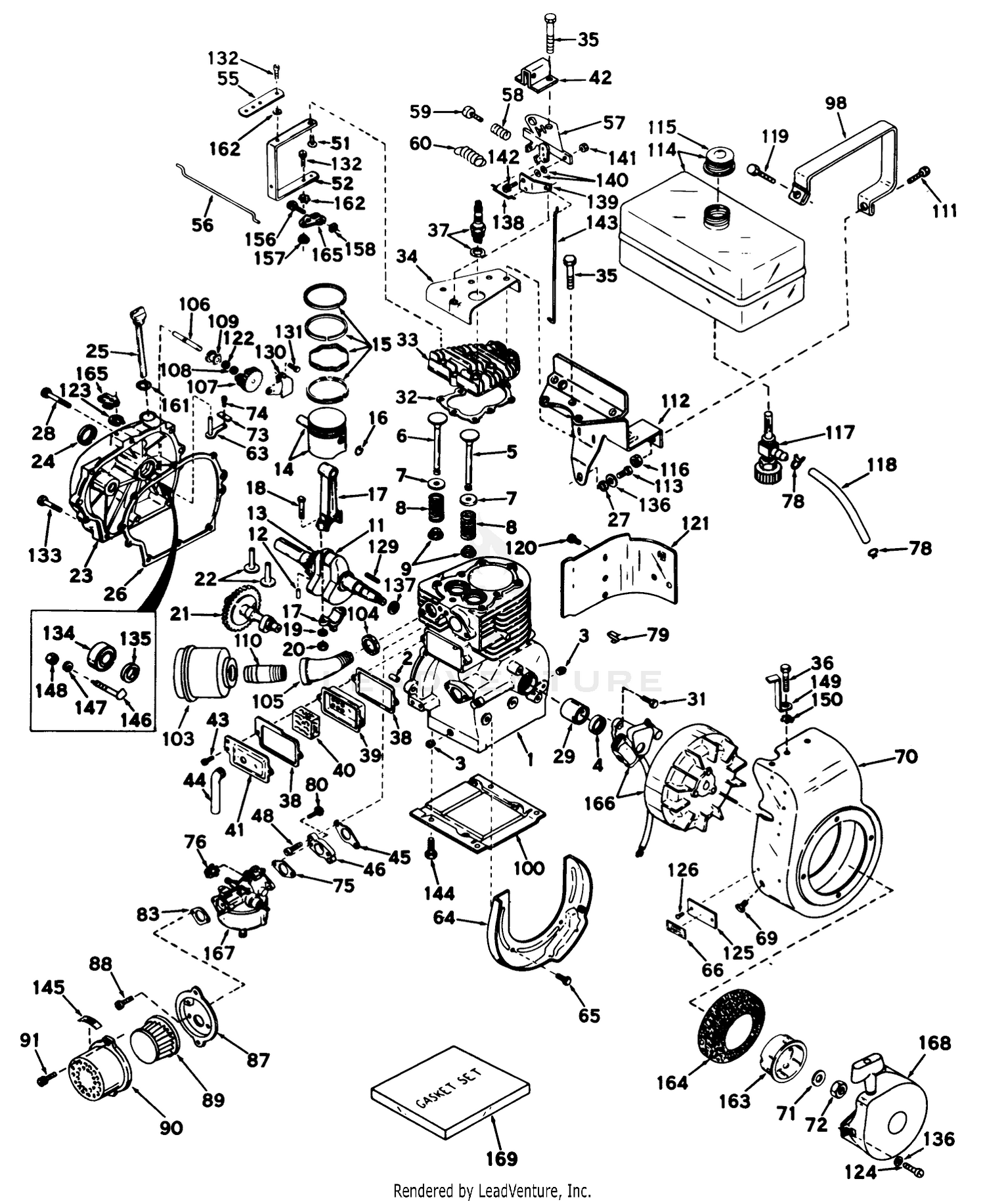 Engine Tecumseh Model No. HH40-85020D (model No. 04117)