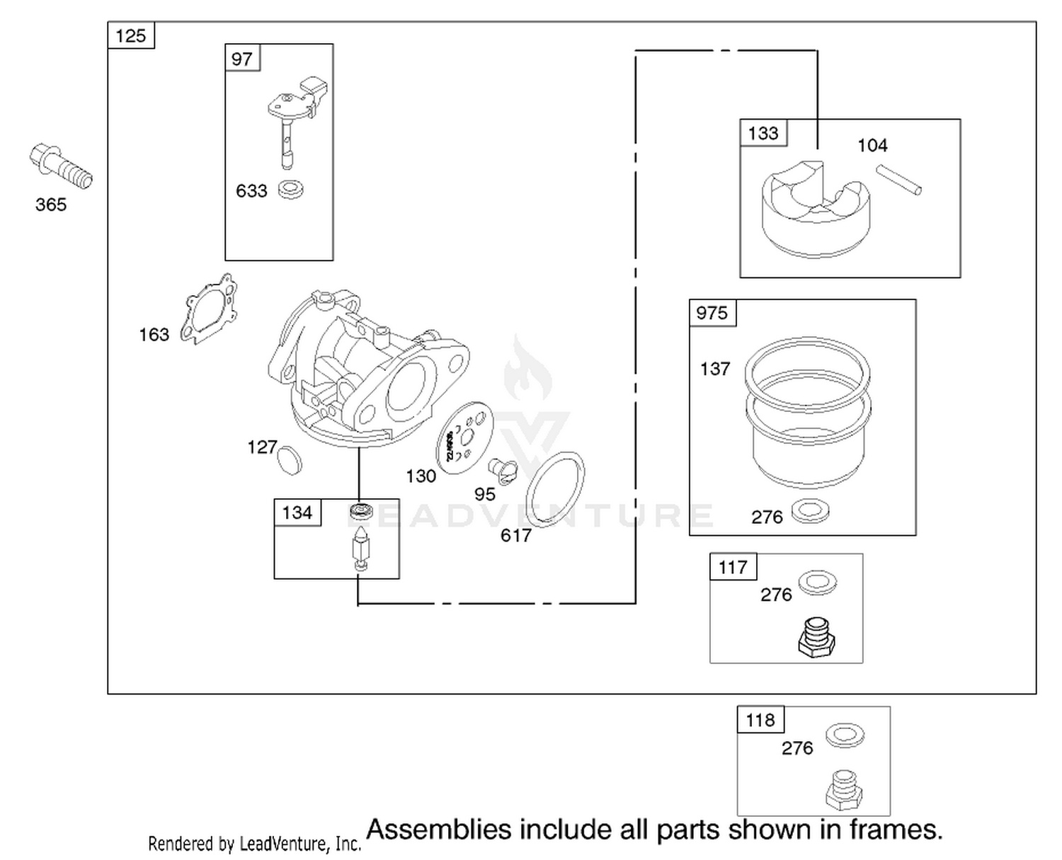 Carburetor Assembly Engine Briggs and Stratton Model 123K02-0114-E1