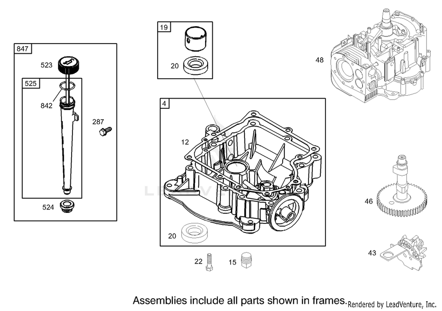 Crankcase Assembly Engine Briggs and Stratton Model 28M707-1127-E1