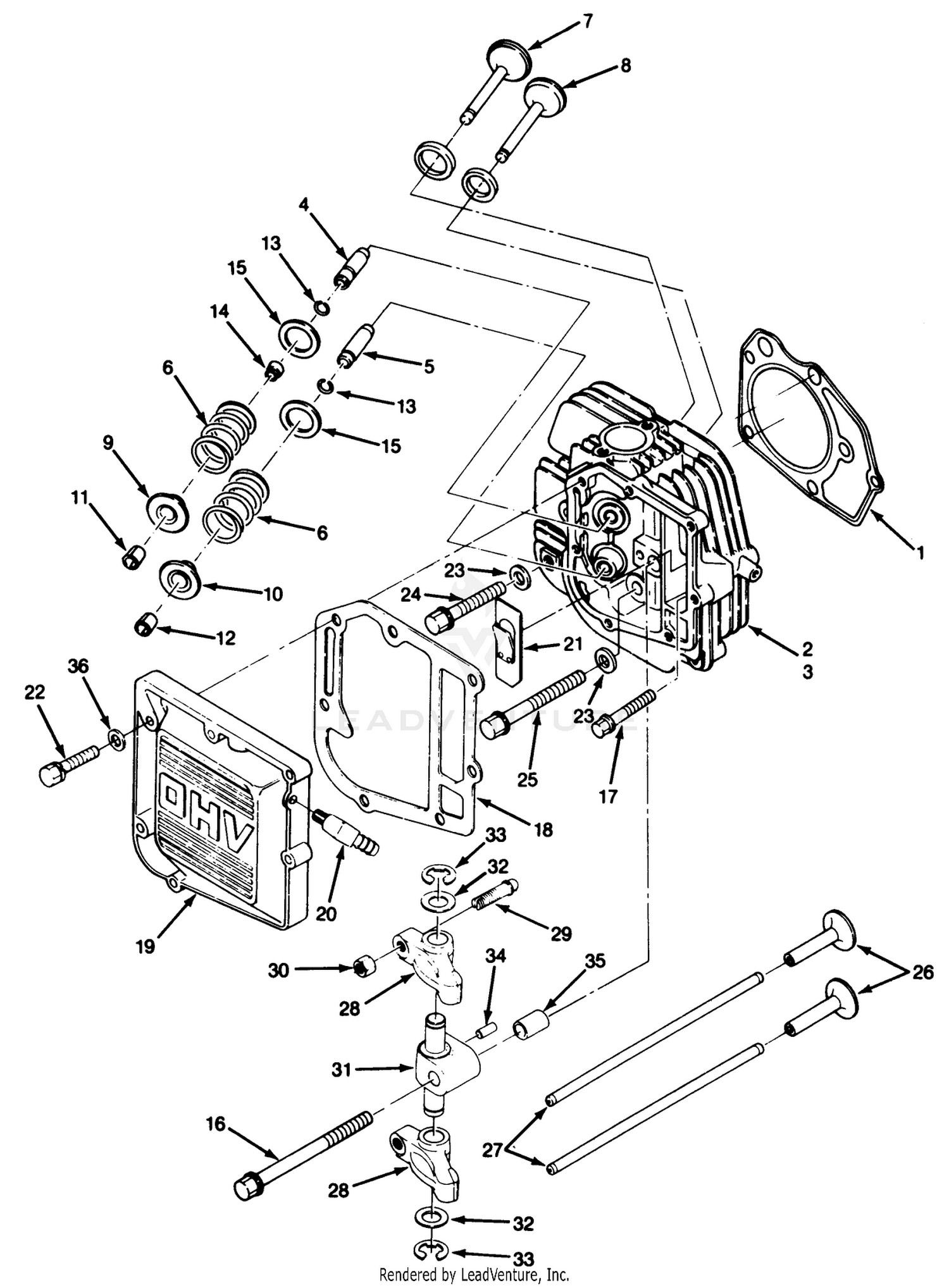 14hp Engine Cylinder Head  Valves Assembly