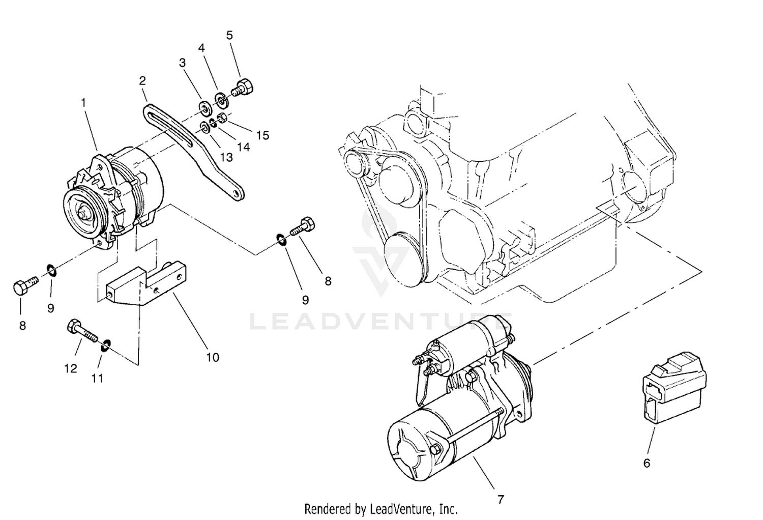 Starter  Alternator Installation Assembly
