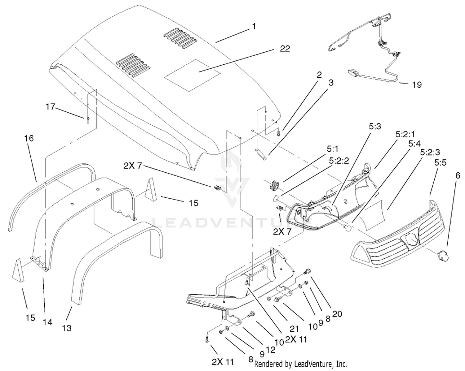 Hood  Headlight Assembly
