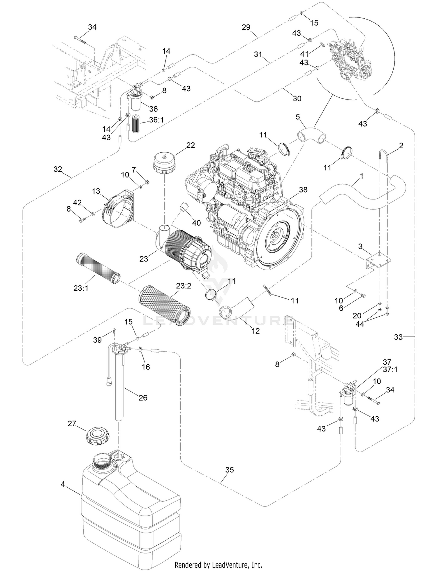 Engine, Fuel and Suction Assembly